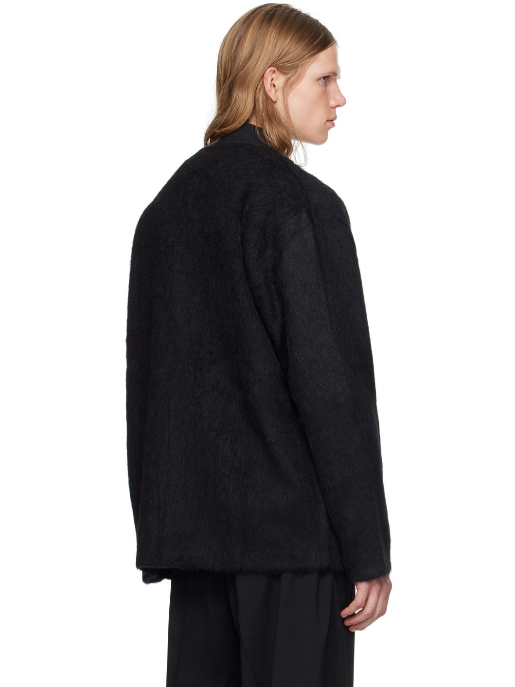 Black Shag Knit Cardigan - 3