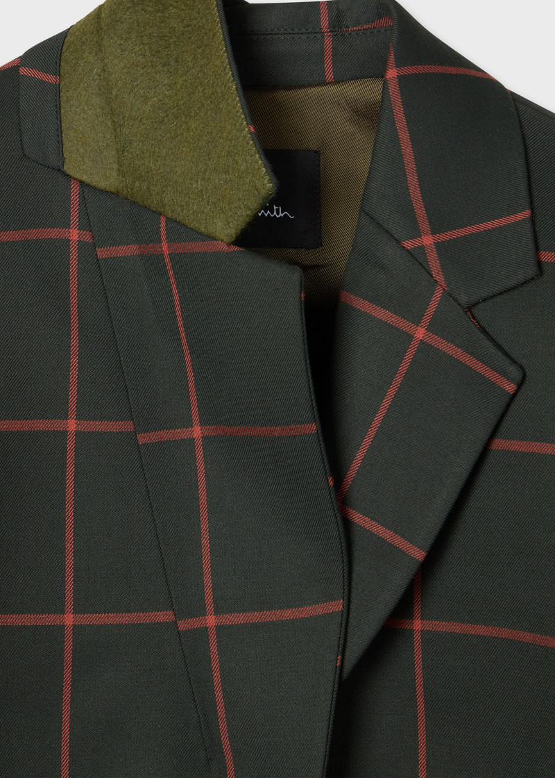 Paul Smith Women's Dark Green Windowpane Check Blazer outlook