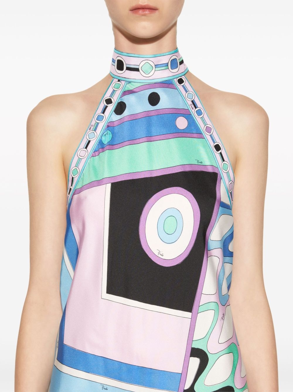 Vivara-print halterneck silk dress - 5
