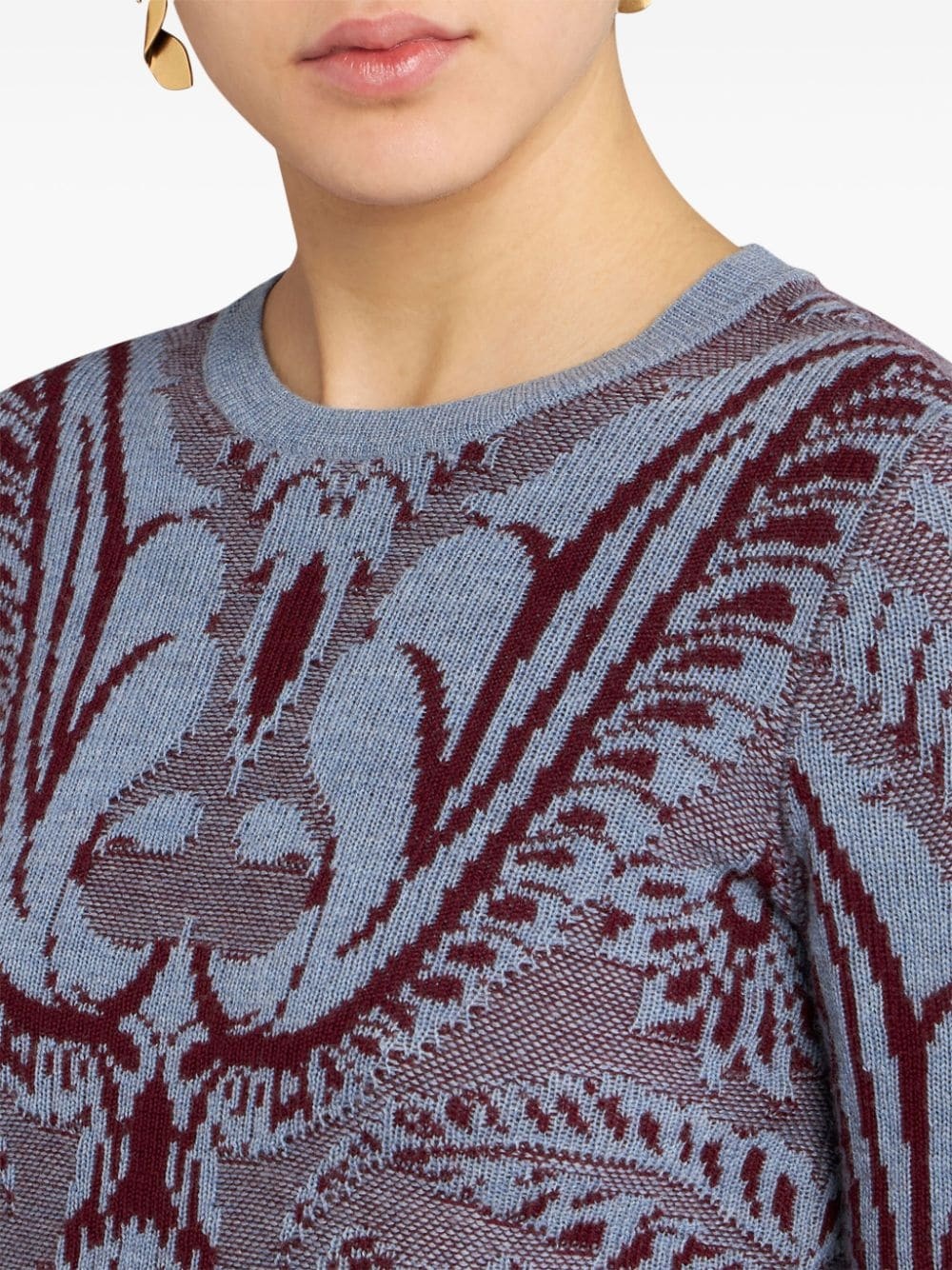 floral jacquard-knit wool jacket - 5
