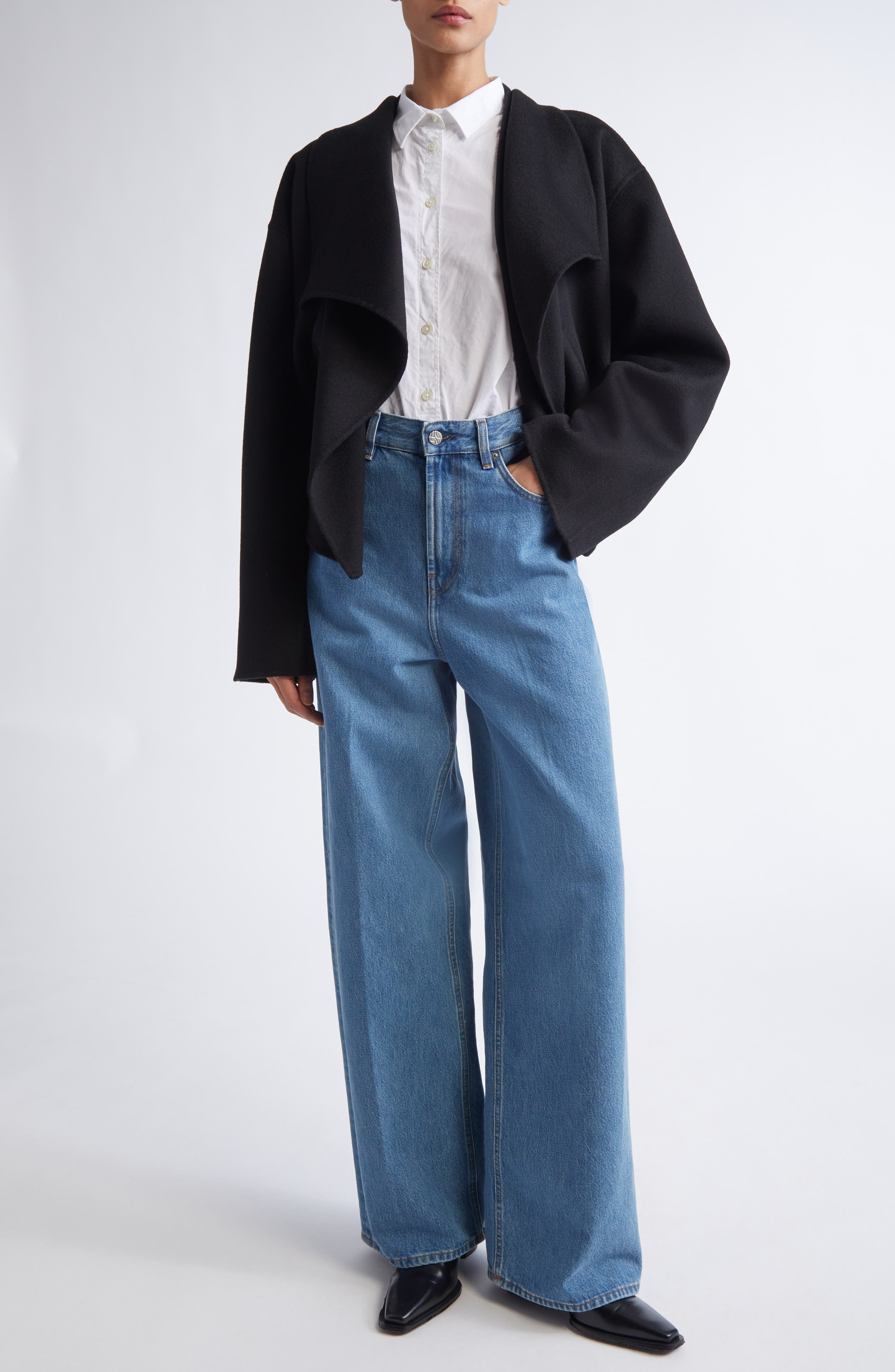 TOTEME Wide Leg Organic Cotton Jeans in Vibrant Blue at Nordstrom - 2
