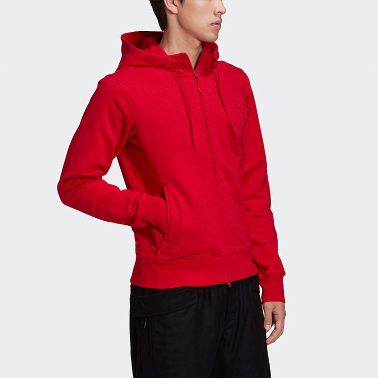 Men's Y-3 Solid Color Casual Hooded Zipper Jacket Red GK4482 - 6