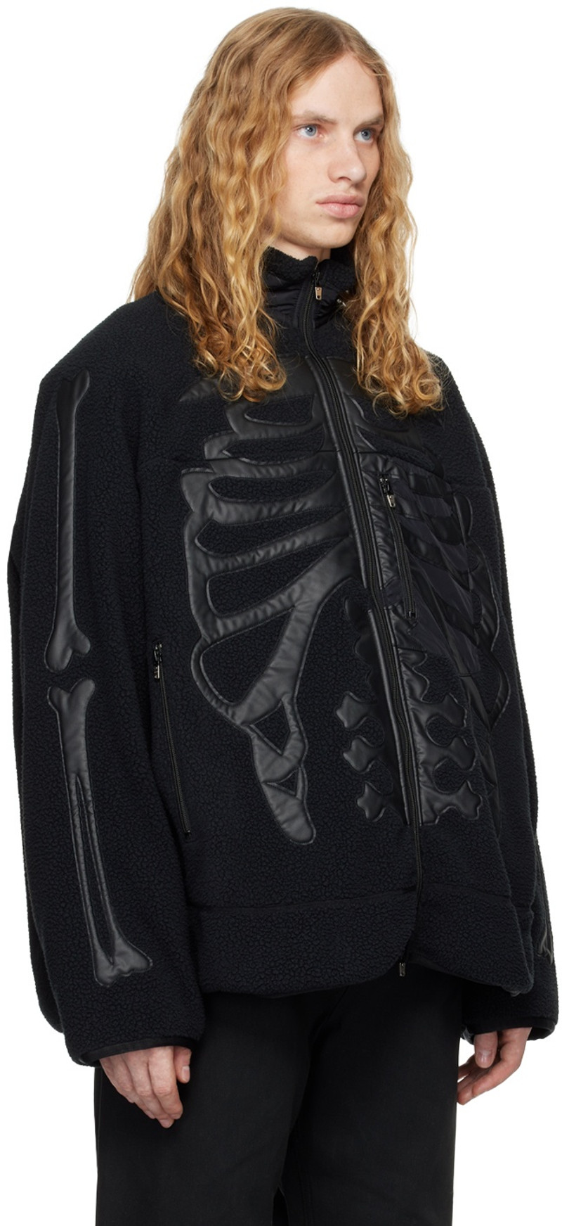 TAKAHIROMIYASHITA TheSoloist. Black Stand Up Collar Fleece Jacket outlook