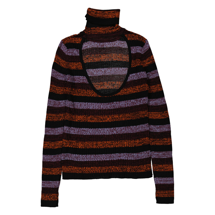 Ganni Merino-Rib Open Back Sprayed Highneck Jumper - 6