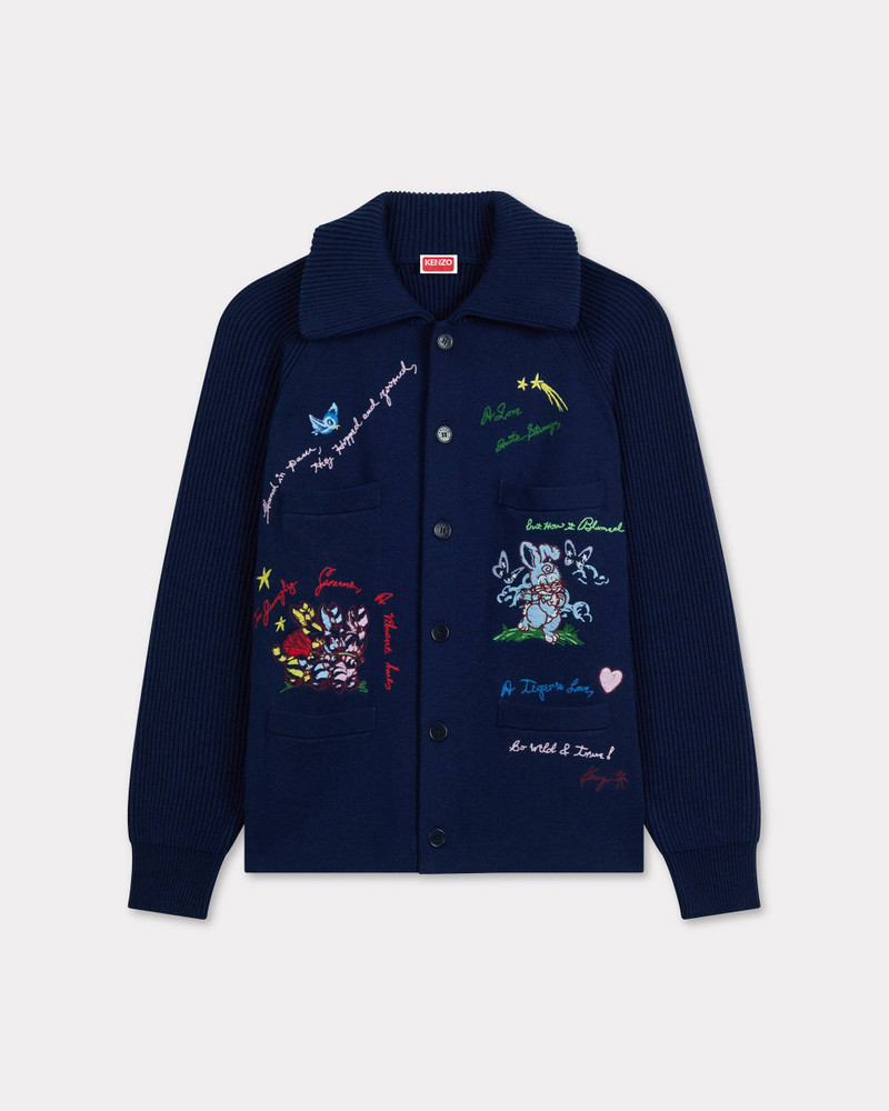 'KENZO Cartoon' embellished cardigan in wool cotton 1