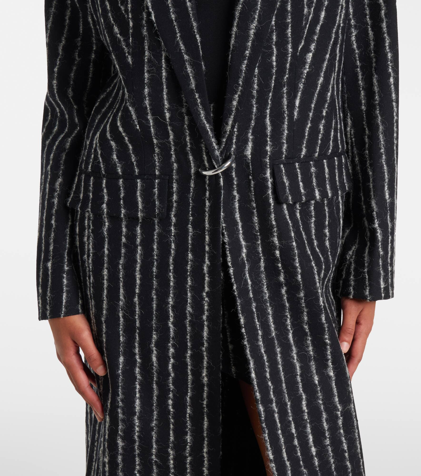 Pinstripe wool-blend coat - 5