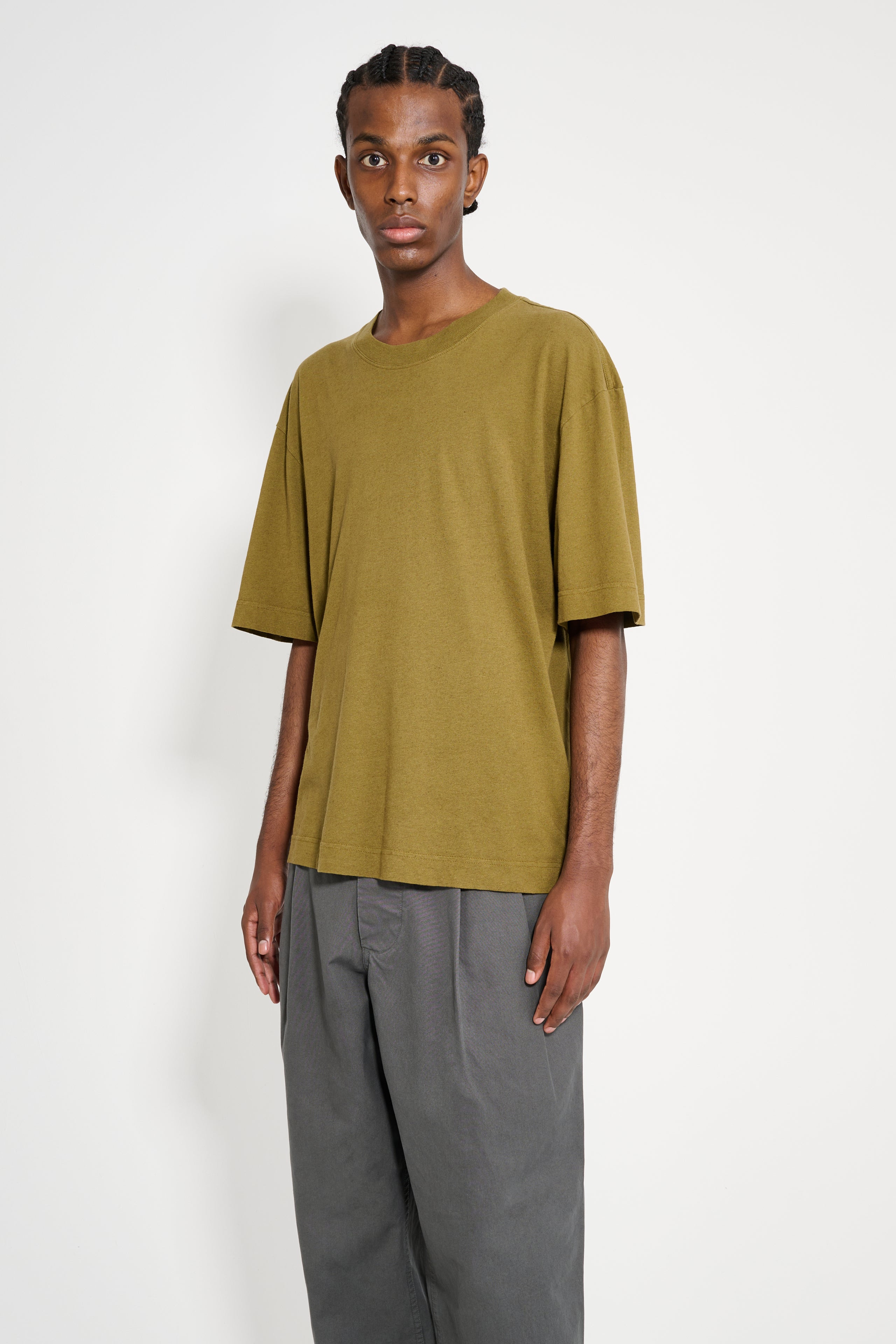 MARGARET HOWELL MHL SIMPLE T-SHIRT ORGANIC COTTON LINEN JERSEY MOSS - 2