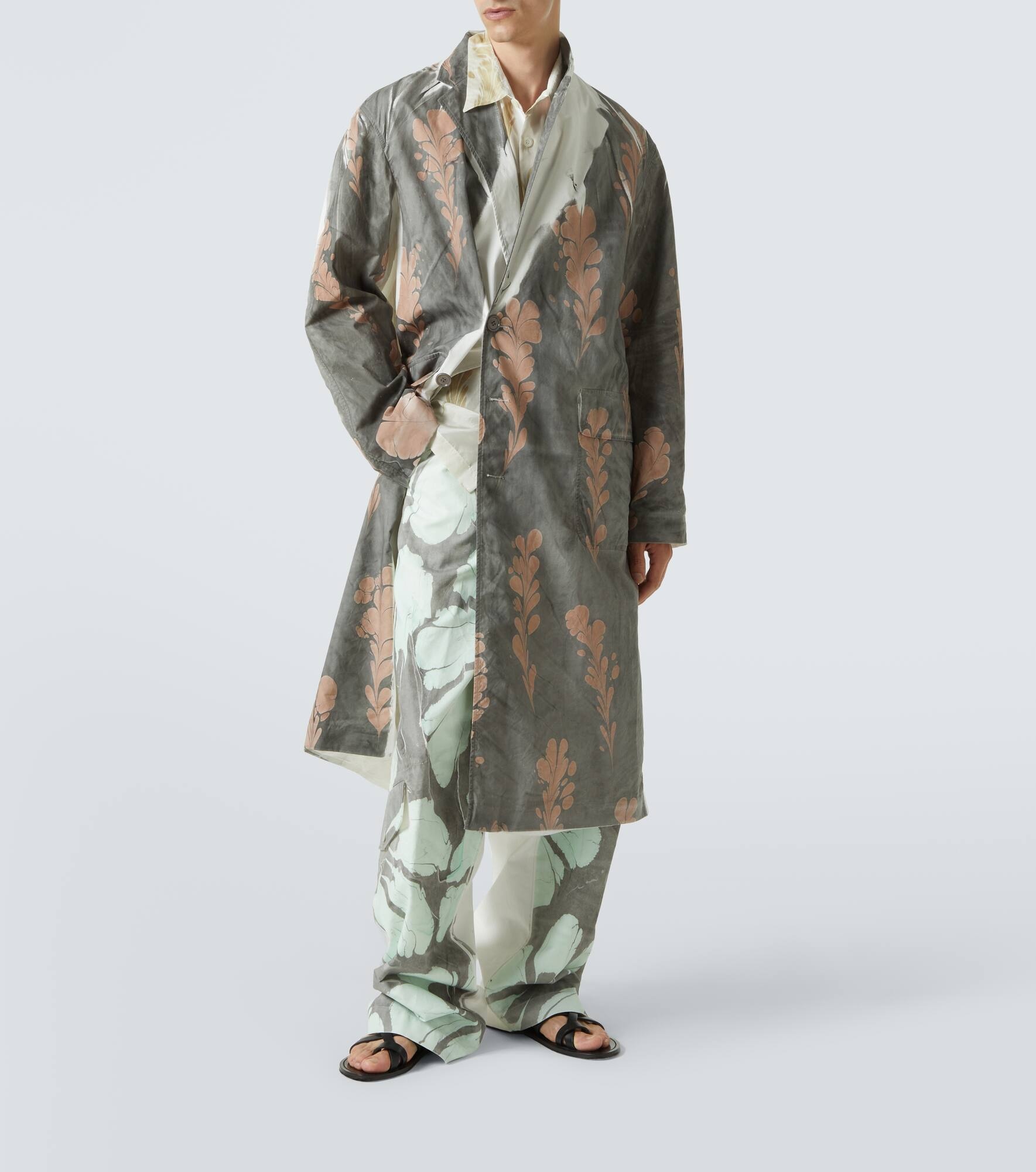 Printed double-breasted cotton coat - 2