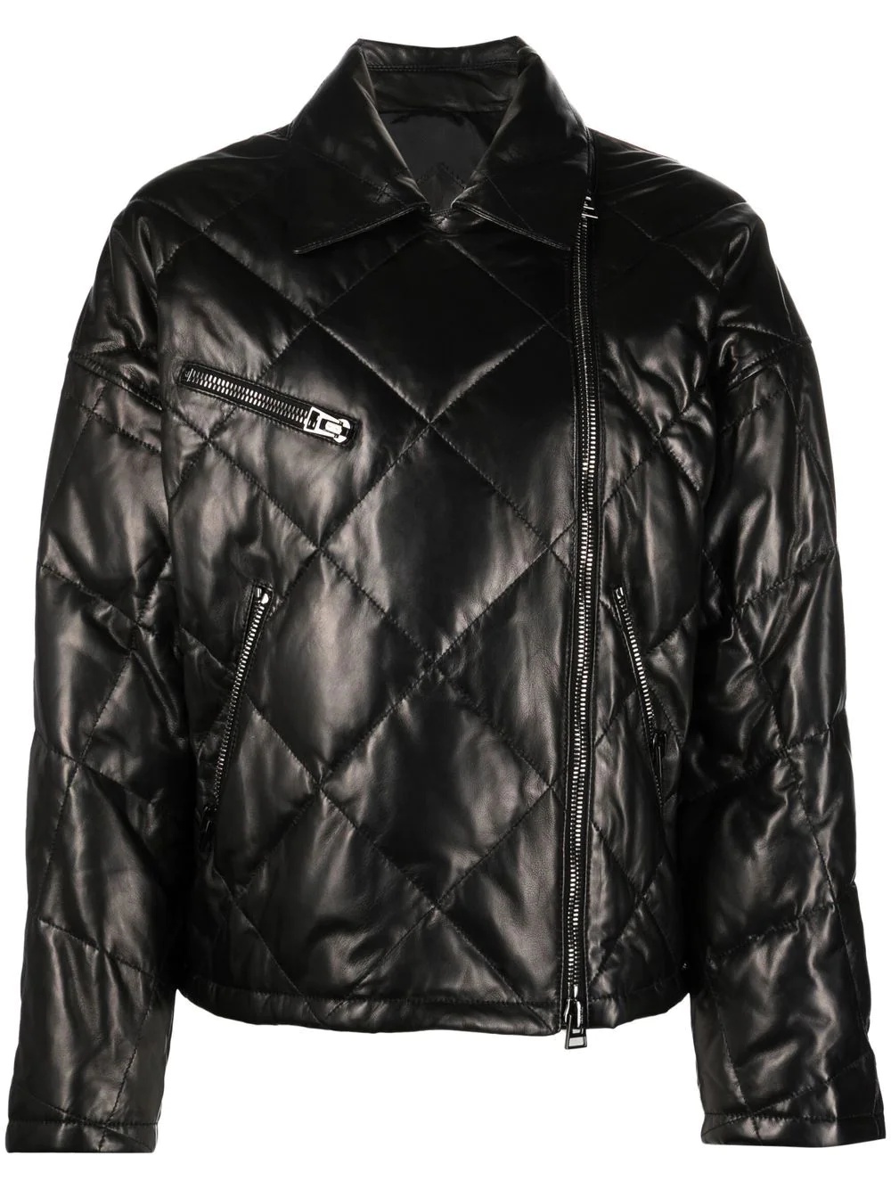 quilted leather jacket - 1