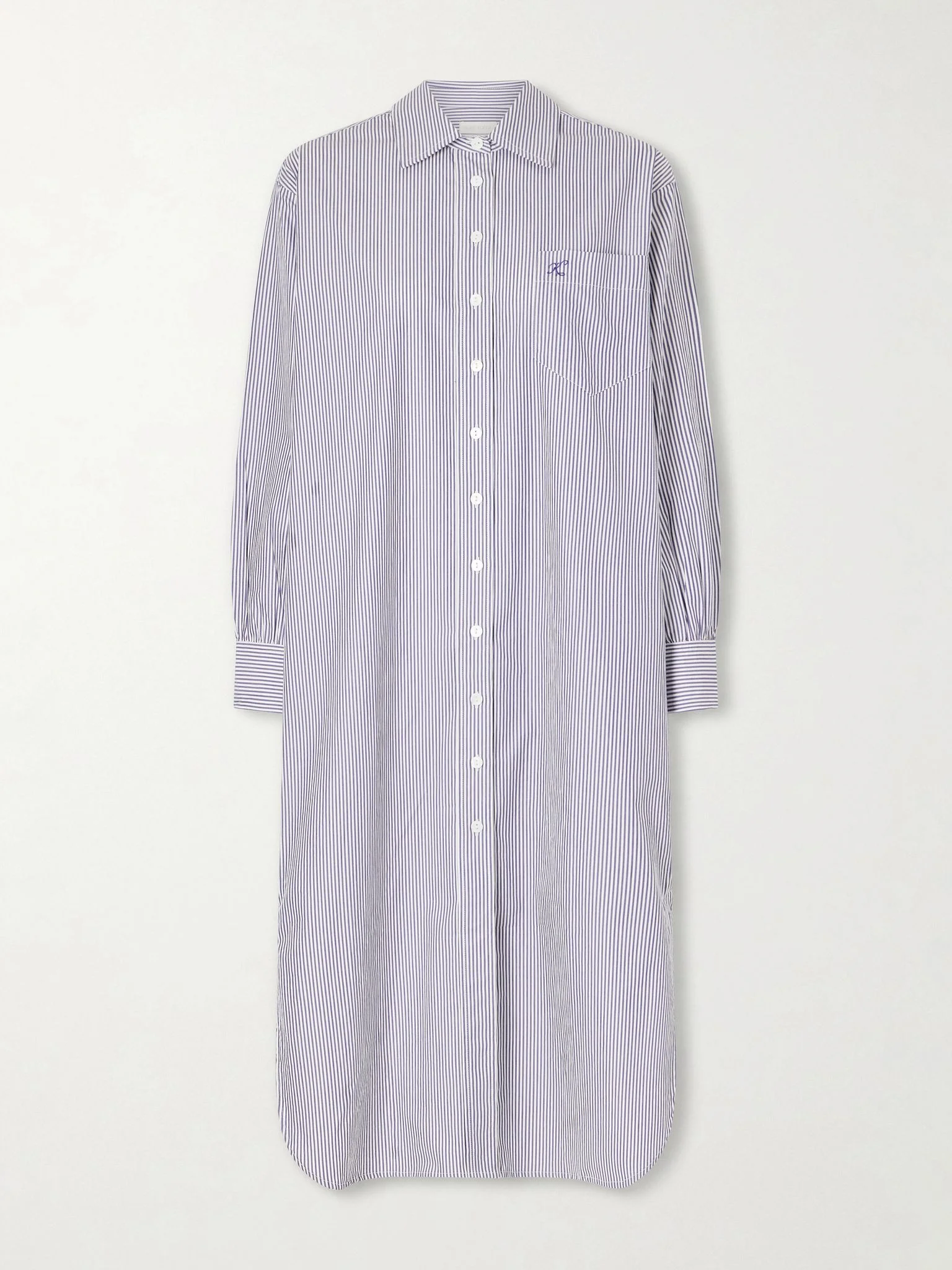 Stella striped cotton-poplin midi shirt dress Blue - 1