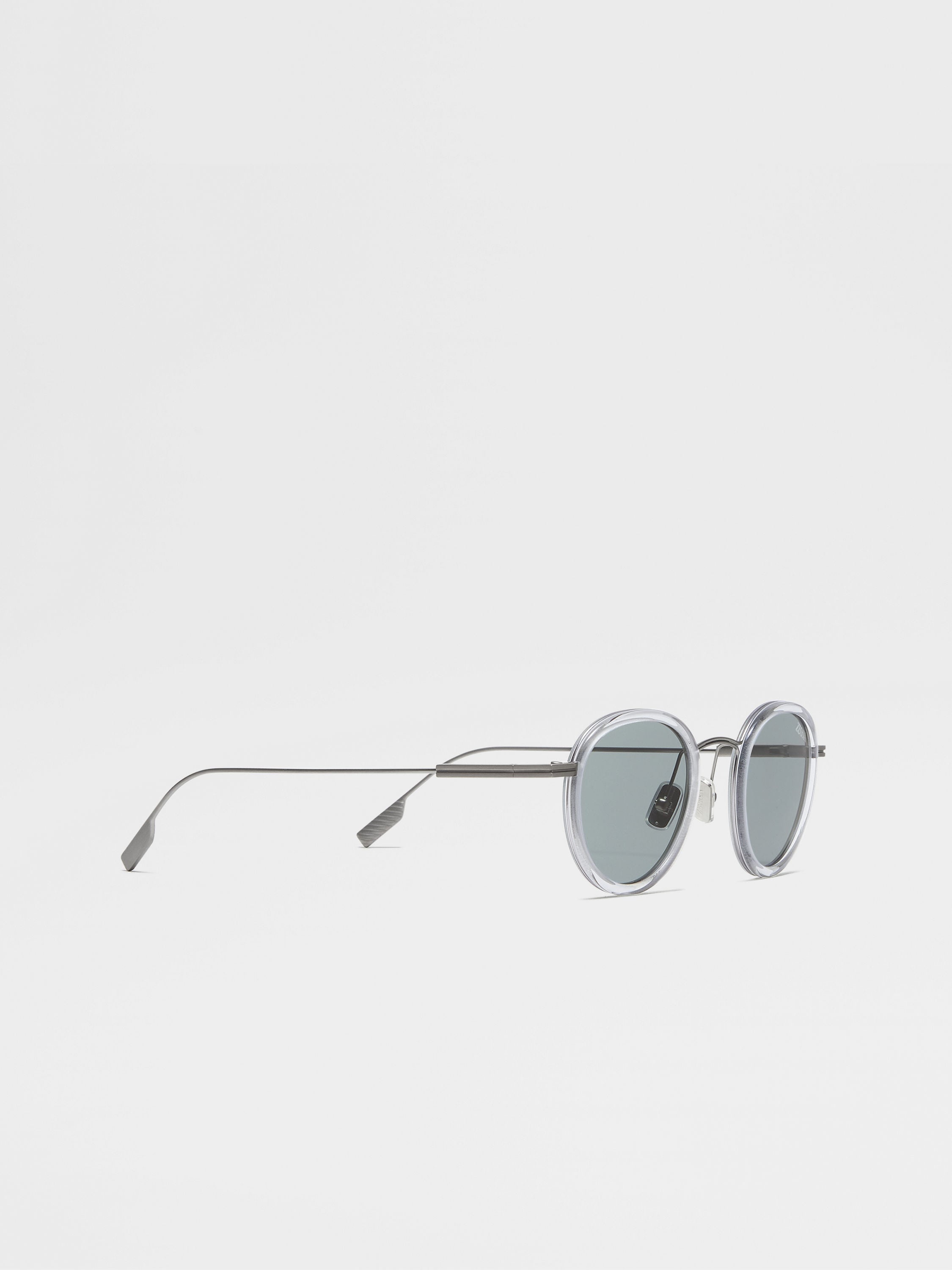 TRANSPARENT LIGHT GREEN TITANIUM AND ACETATE SUNGLASSES - 3