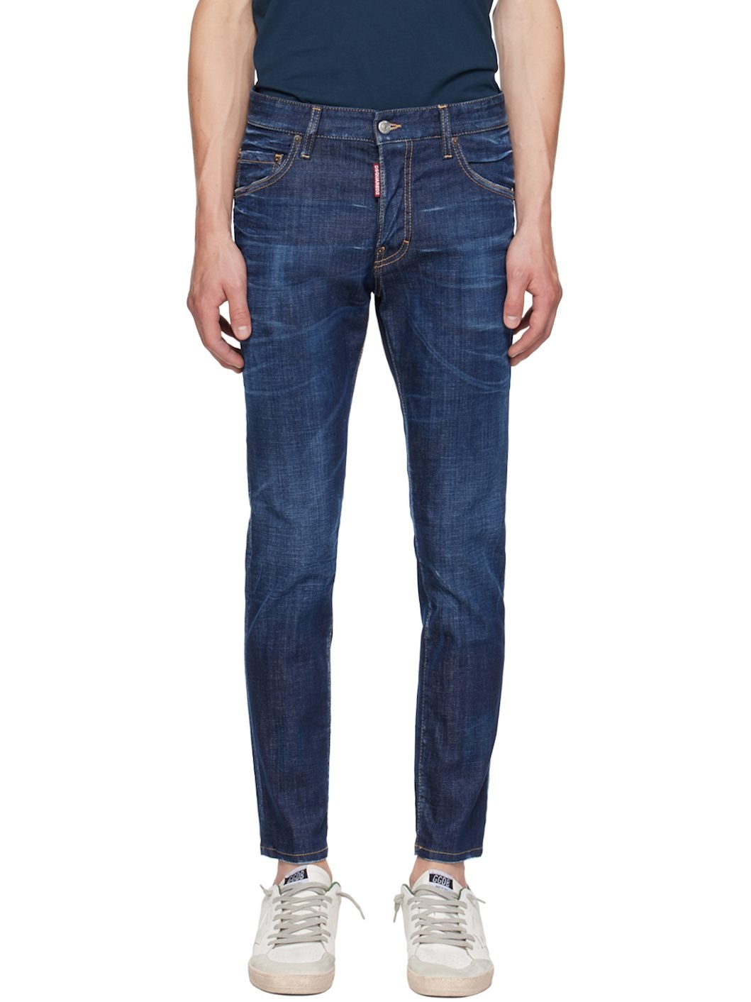 Blue Dark Clean Wash Skater Jeans - 1