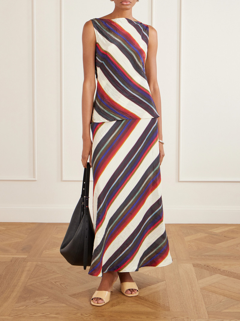 CHRISTOPHER JOHN ROGERS Morris Striped Crinkled-satin Top outlook