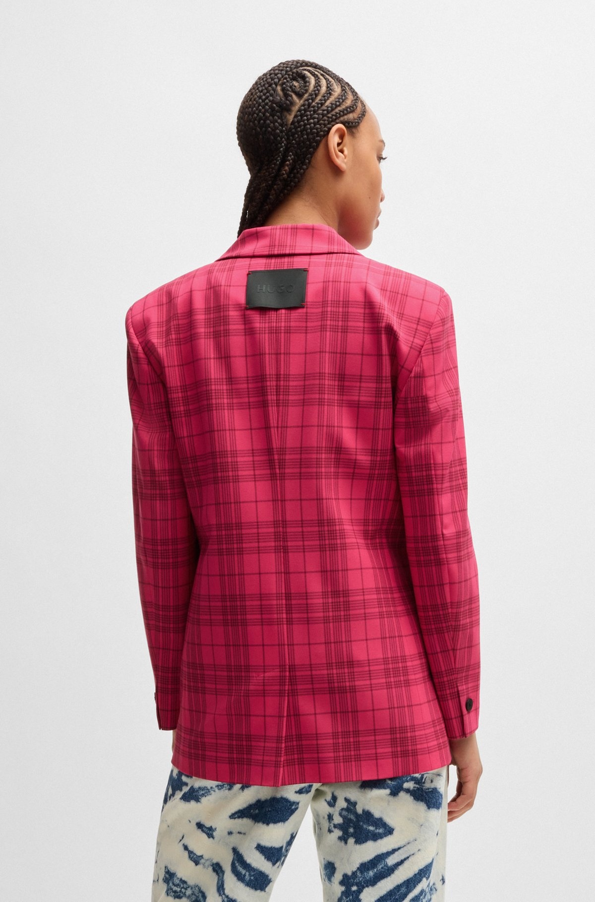 SLIM-FIT JACKET IN CHECKED STRETCH MATERIAL - 4