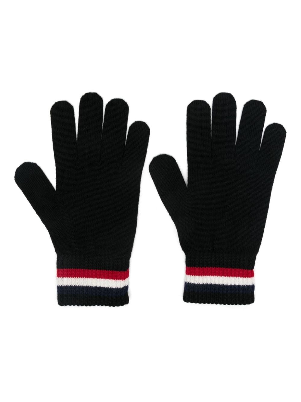 tricolour-stripe wool gloves - 1