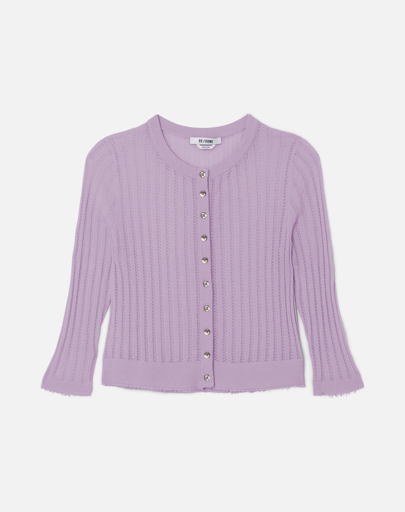 The Veil Pointelle Cardigan - Baby Violet 1