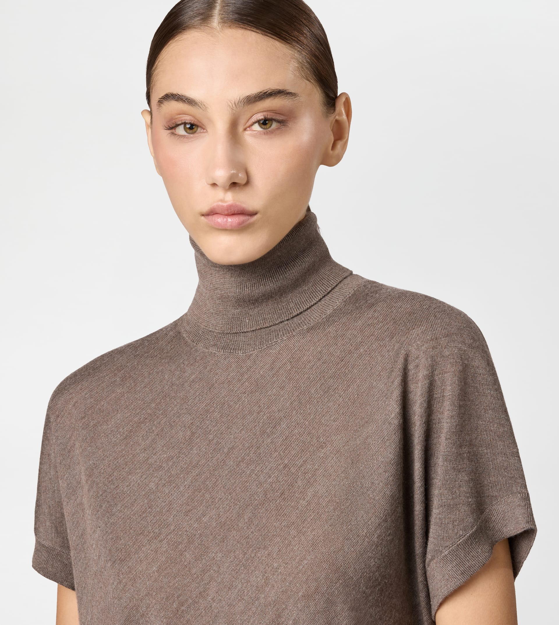 SILK BLEND TURTLENECK - BROWN - 5