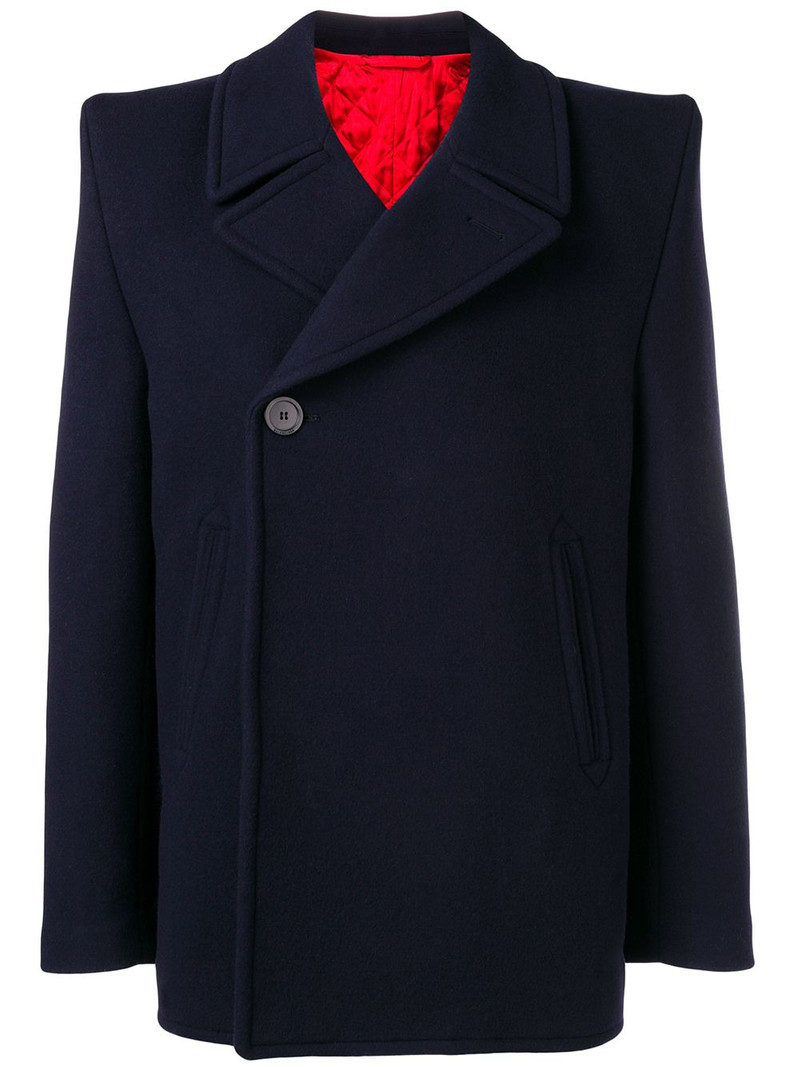 squared shoulder short peacoat 1