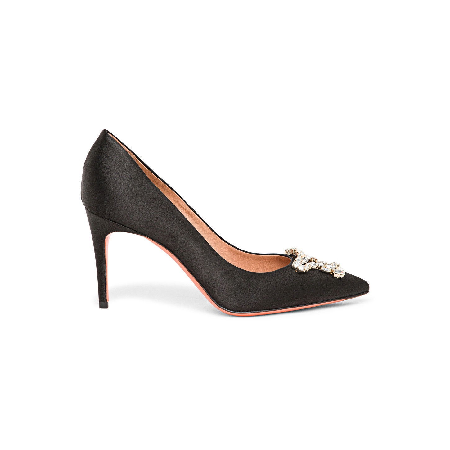 Women's black satin high-heel Santoni Sibille pump - 1