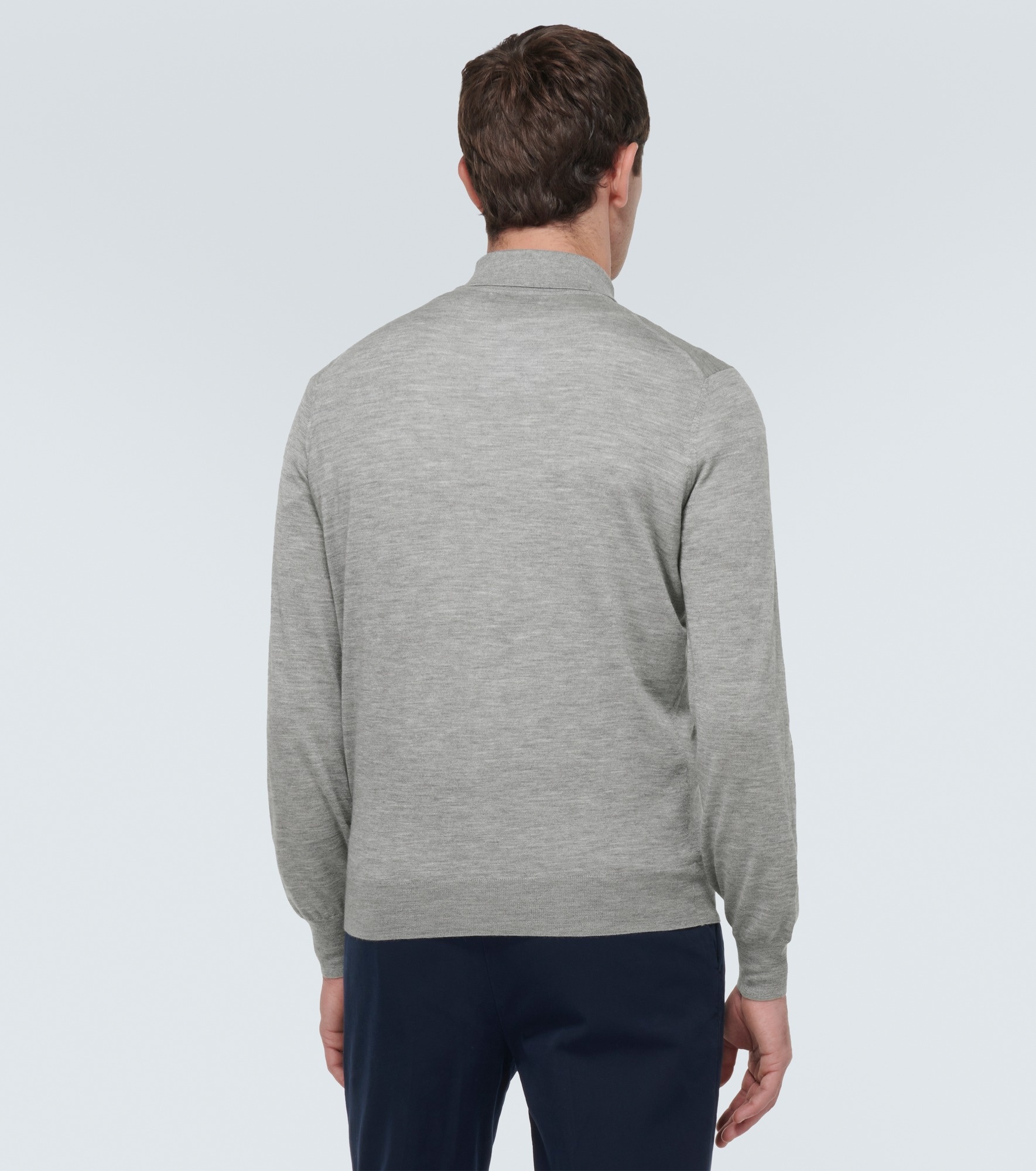 Wool, cashmere and silk polo sweater