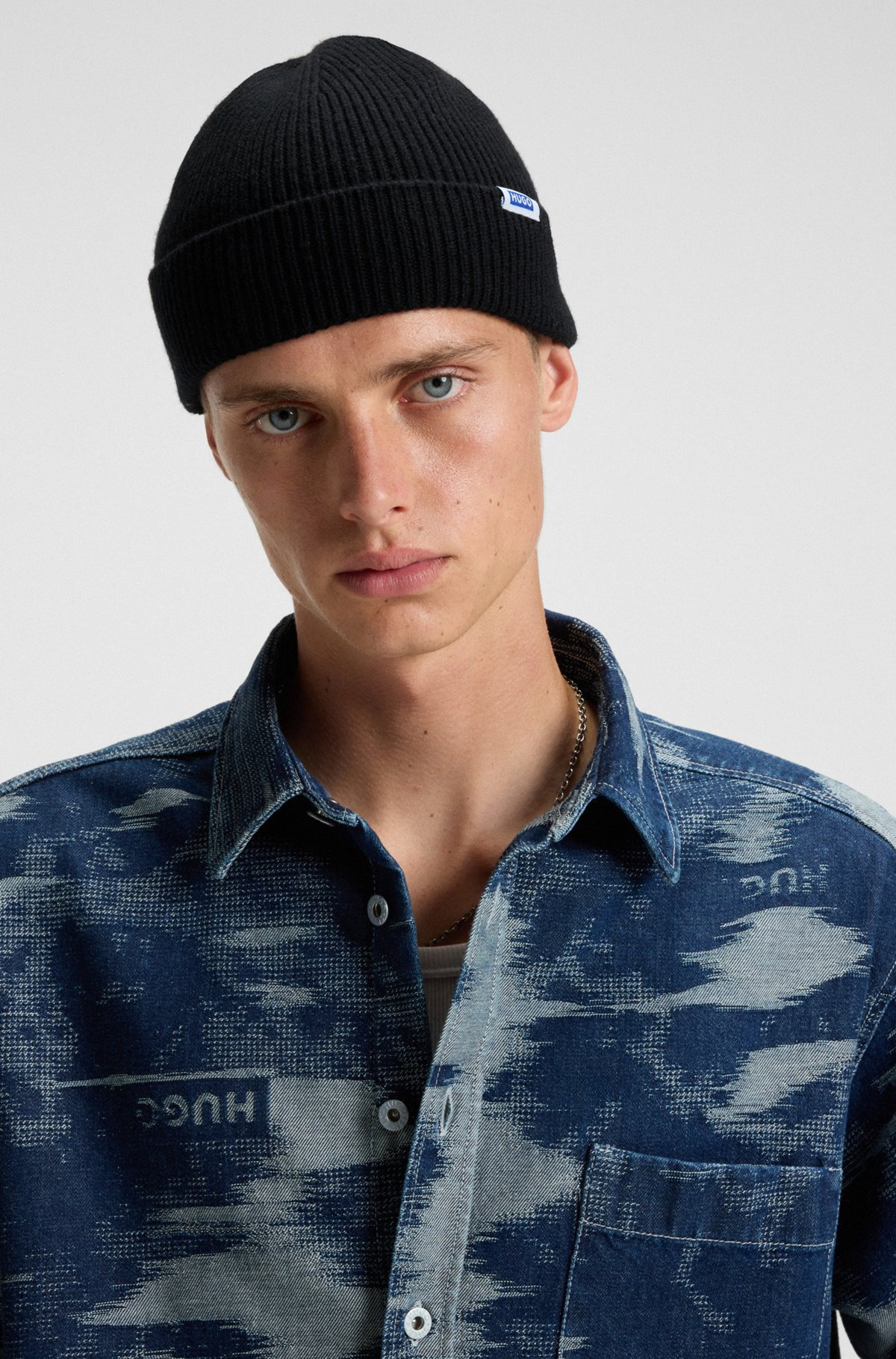 RIB-KNIT BEANIE HAT WITH LOGO LABEL - 3