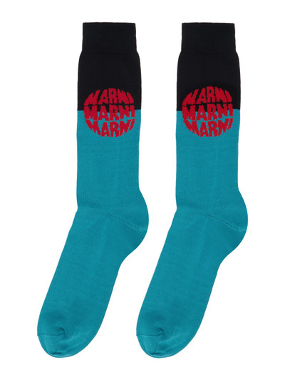 Marni Black & Blue Dot Logo Socks outlook