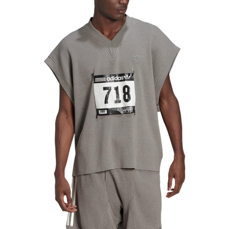 adidas adidas originals Blue Version Detachable Solid Color Athleisure Casual Sports V neck Vest Gray HC382 outlook