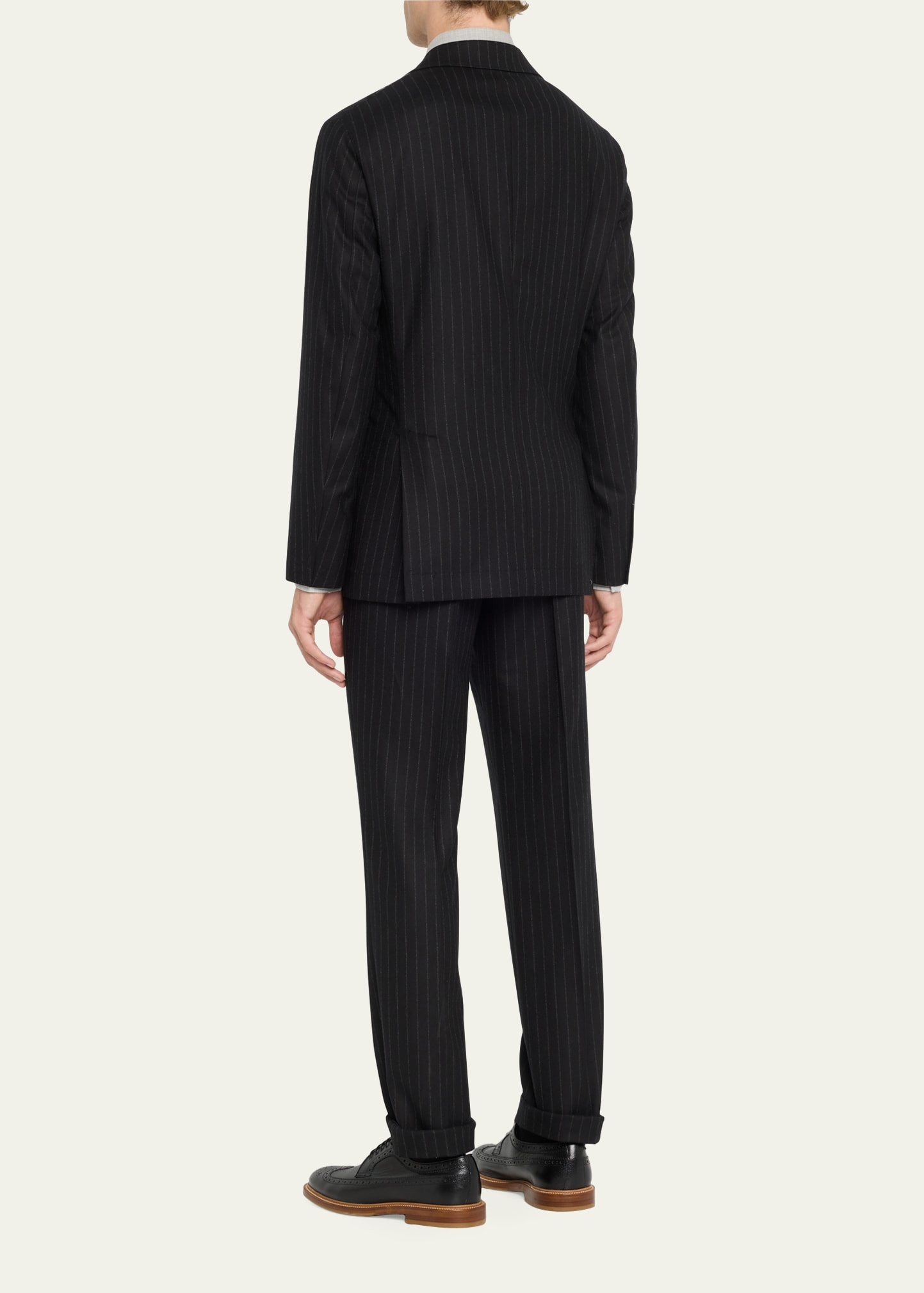 Men's Pinstriped Flannel Double-Breasted Suit - 3