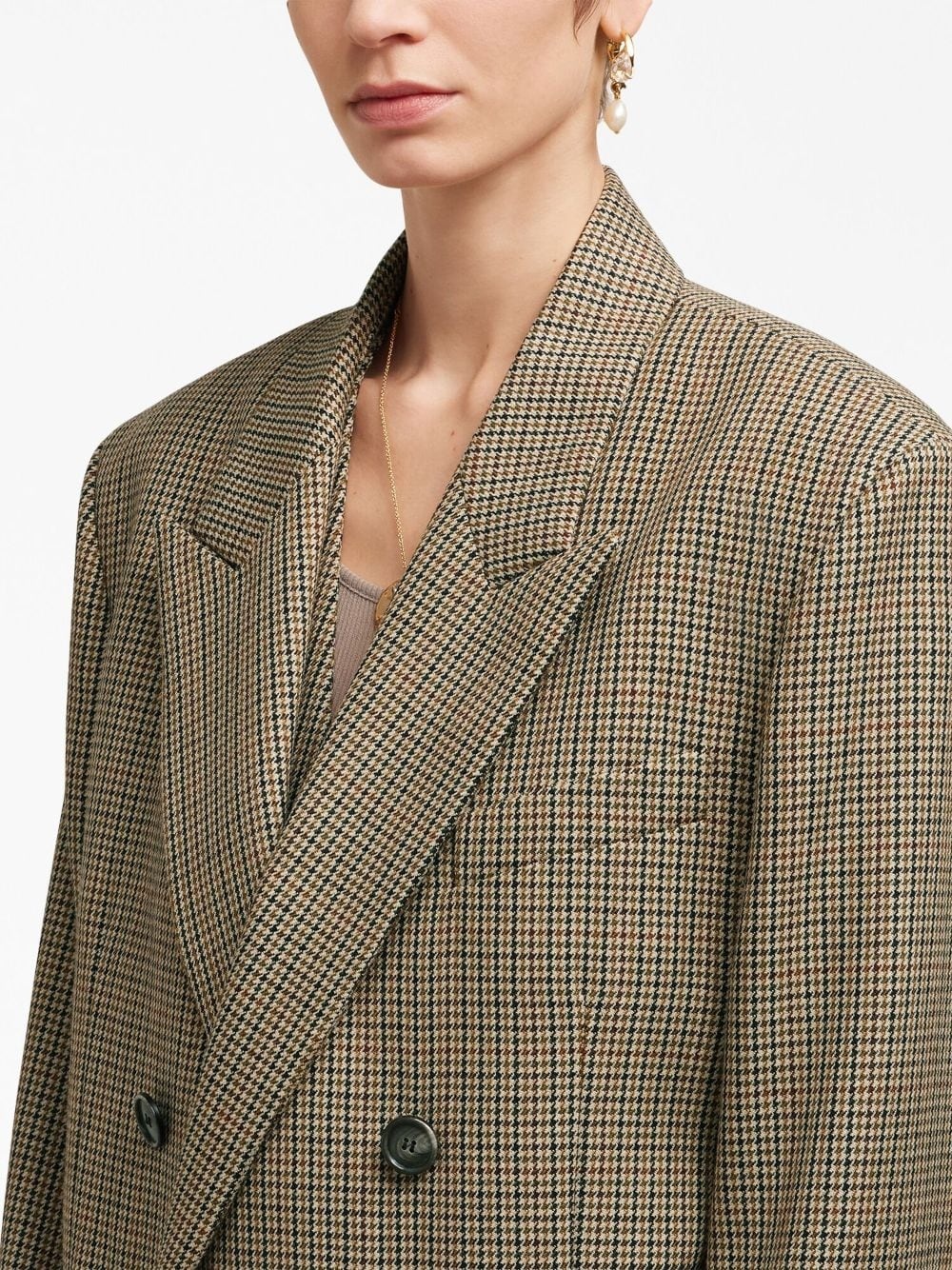 check-print double-breasted blazer - 6