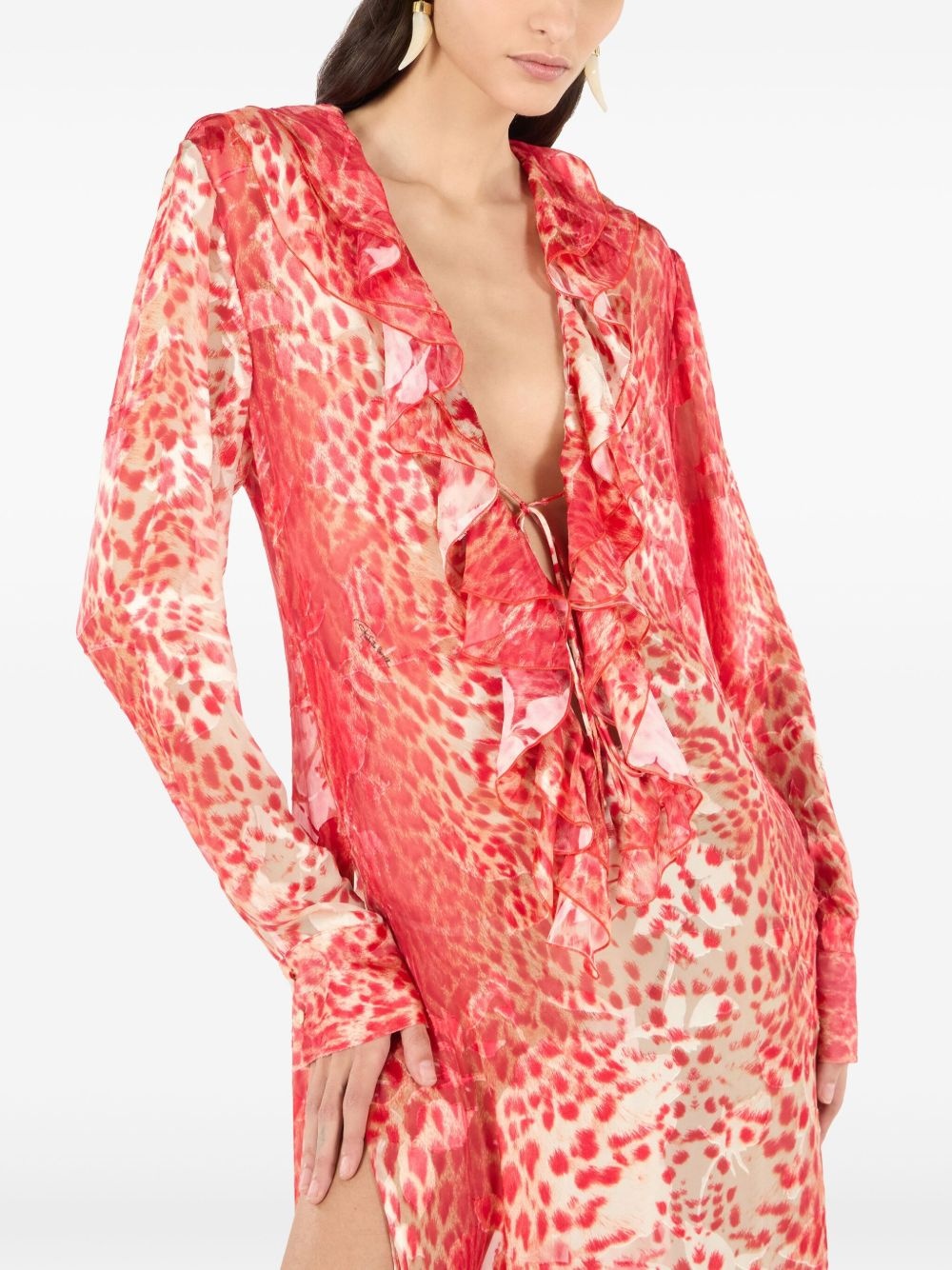 Jaguar-print midi dress - 5