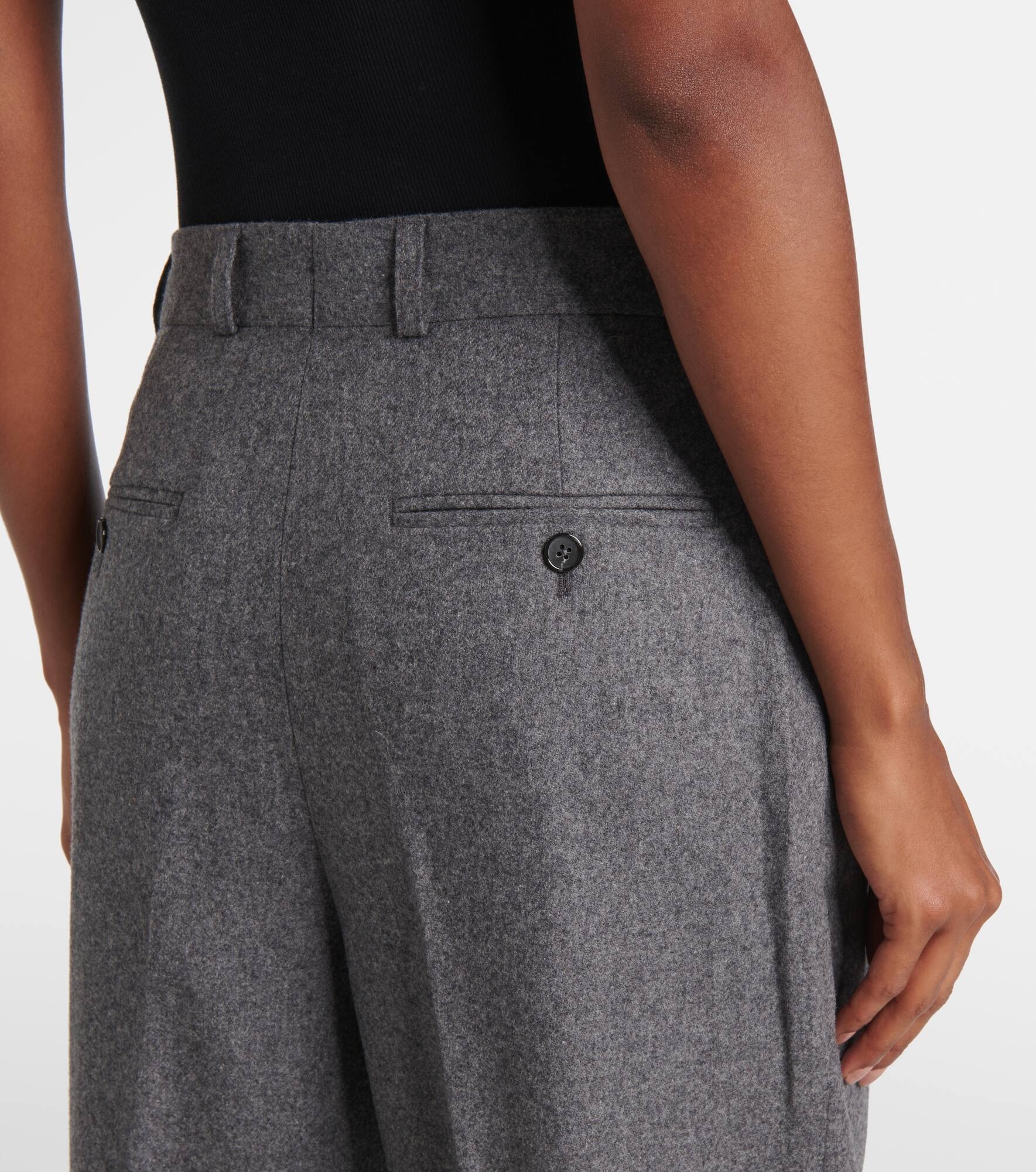 Low-rise wool-blend flannel straight pants - 6