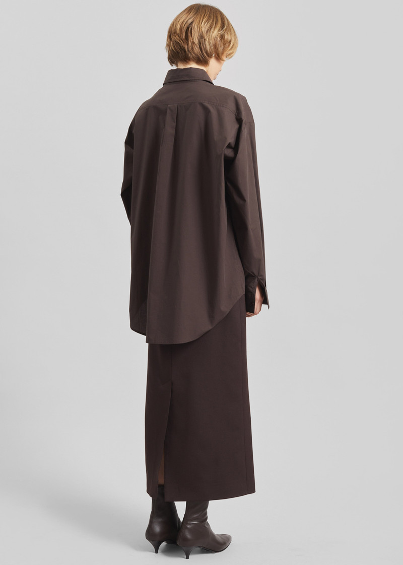 Ornella Side Button-Up Shirt - Brown 6