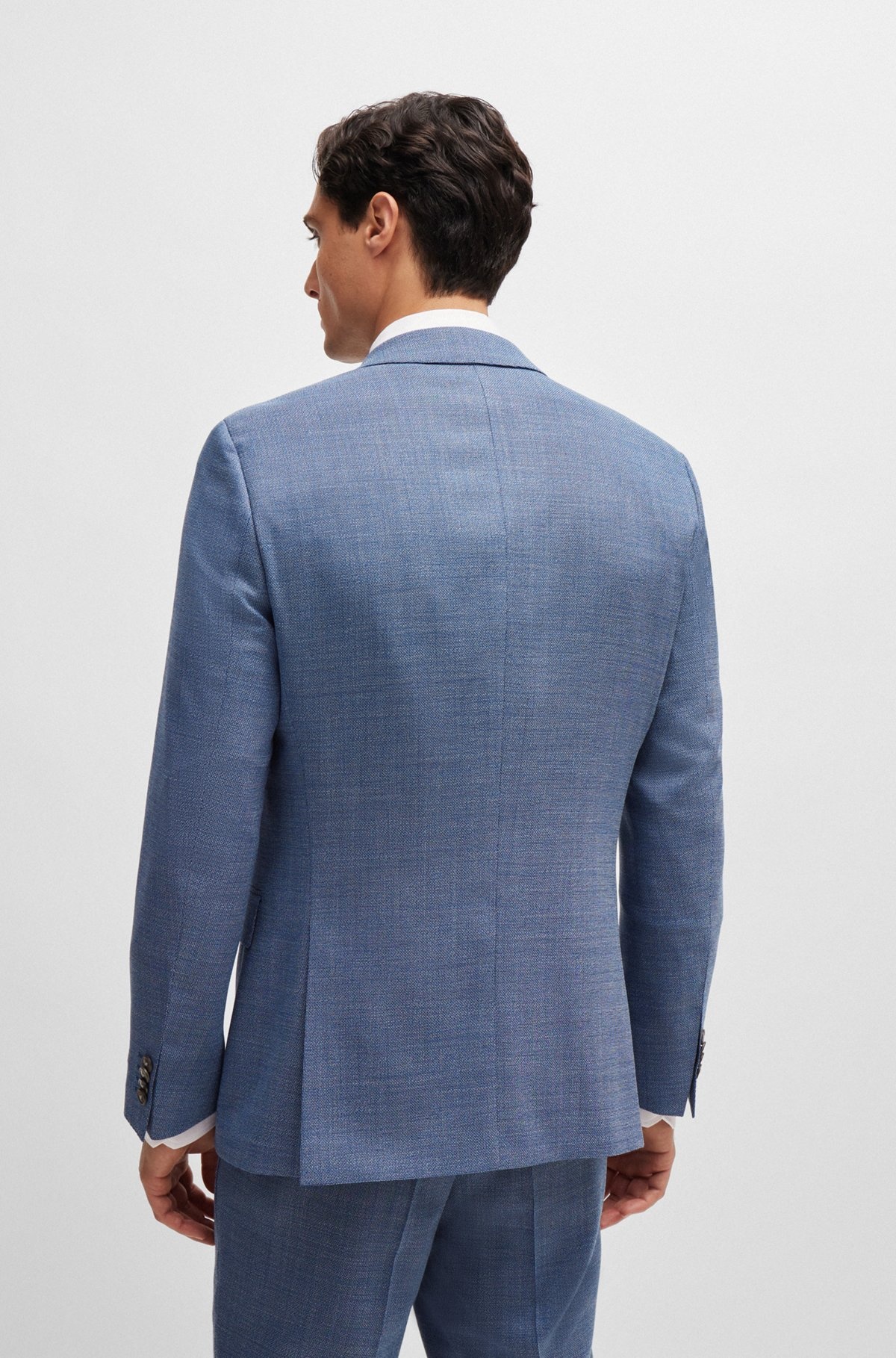 SLIM-FIT SUIT IN A HOPSACK-WEAVE WOOL BLEND - 4