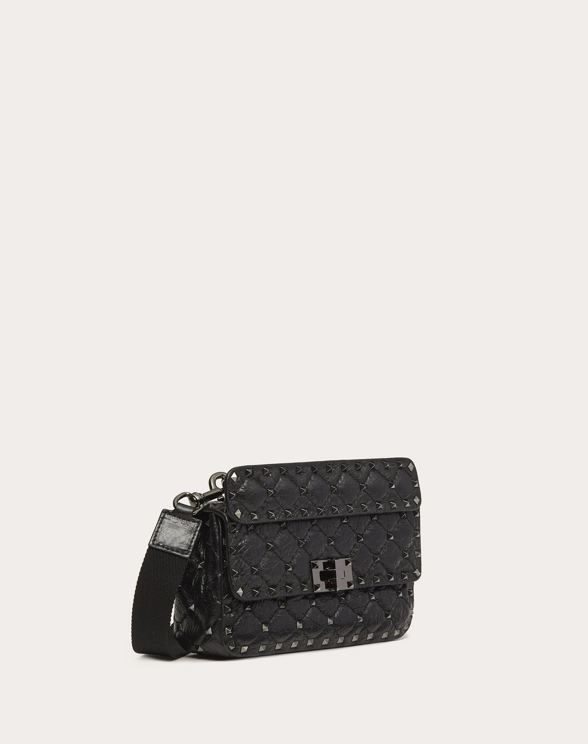 Small Rockstud Spike Crackle-Effect Bag - 2