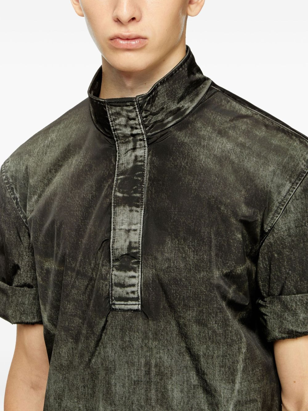 denim-effect short-sleeve polo shirt - 5