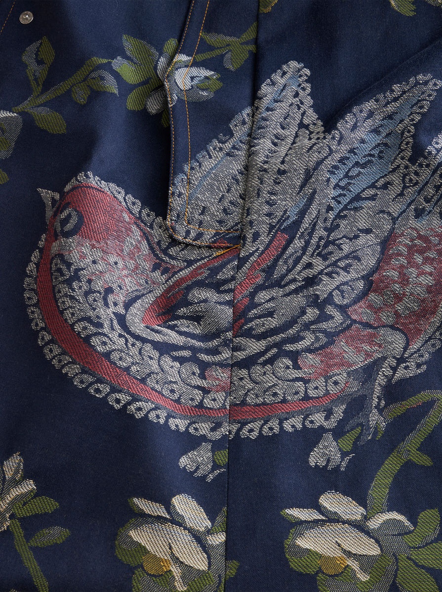 DENIM JACQUARD CAPE WITH BIRDS - 7