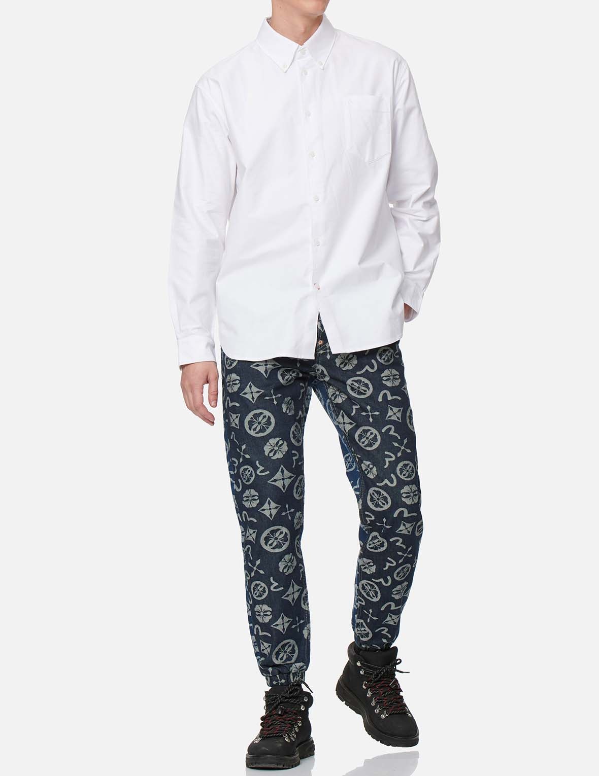 ALLOVER BRAND ELEMENTS JACQUARD BLOCKING DENIM JOGGER PANTS - 4