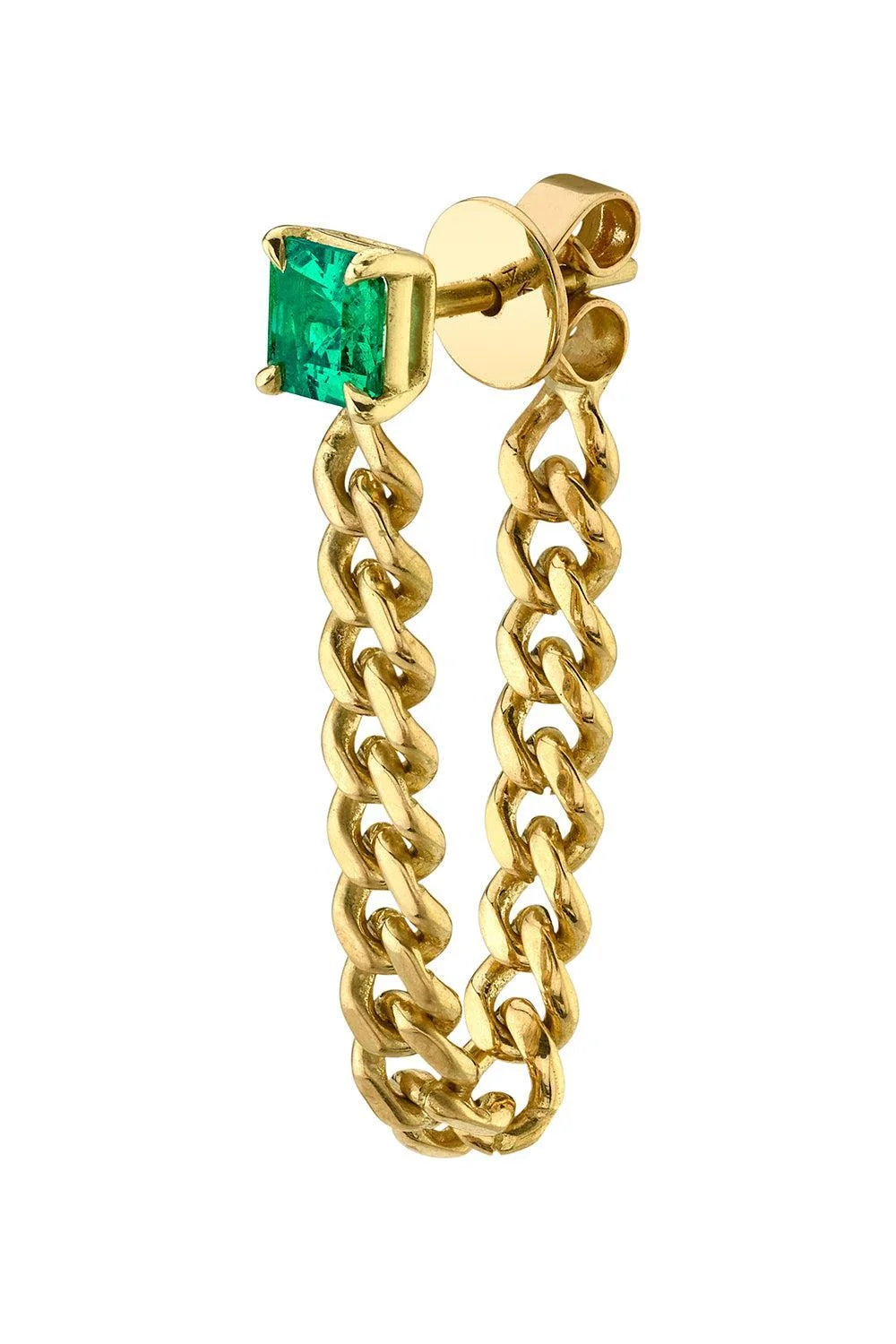 Emerald Cuban Link Loop Earring - 1