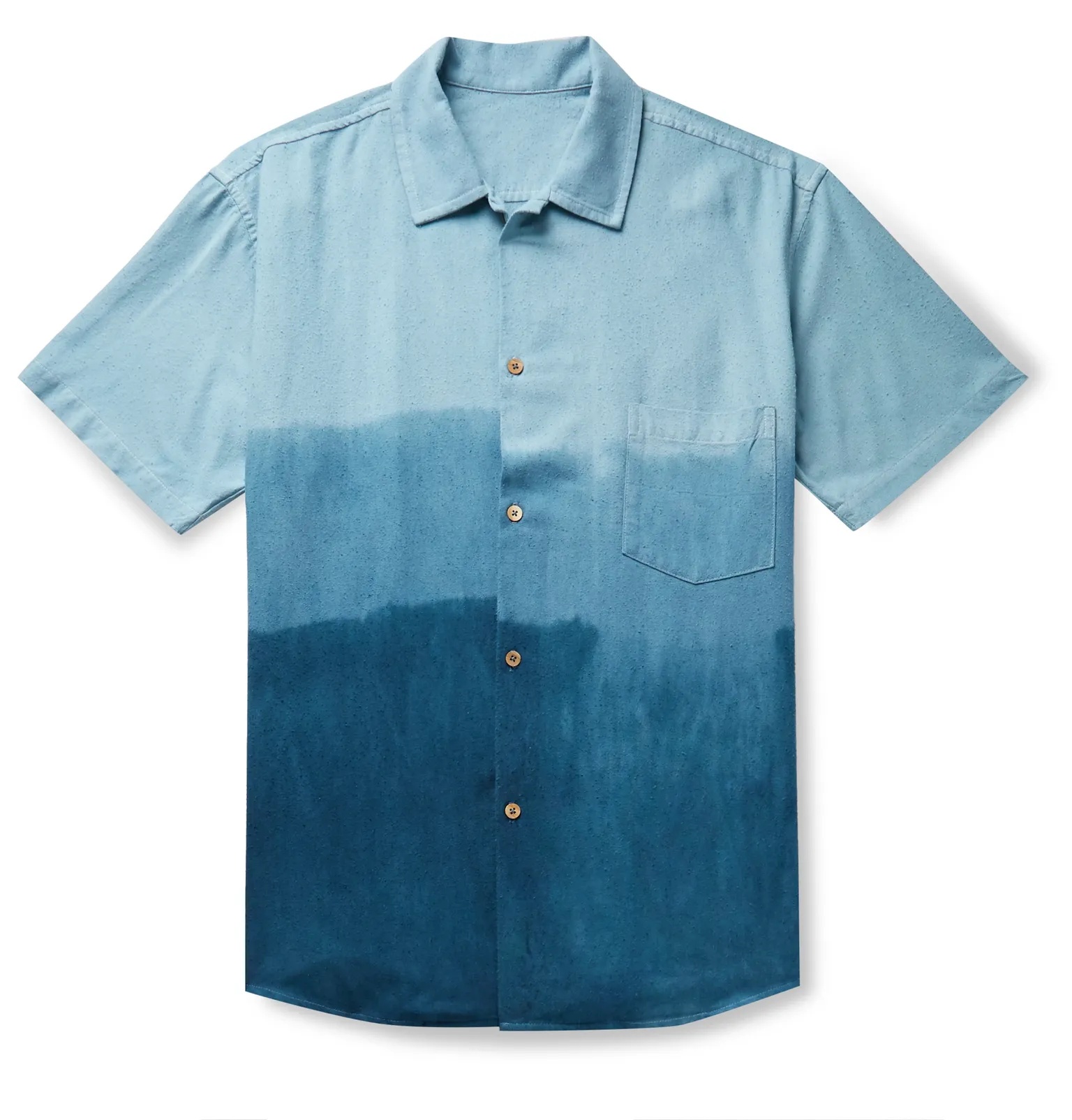 Camp-Collar Dégradé Nep Silk Shirt - 1