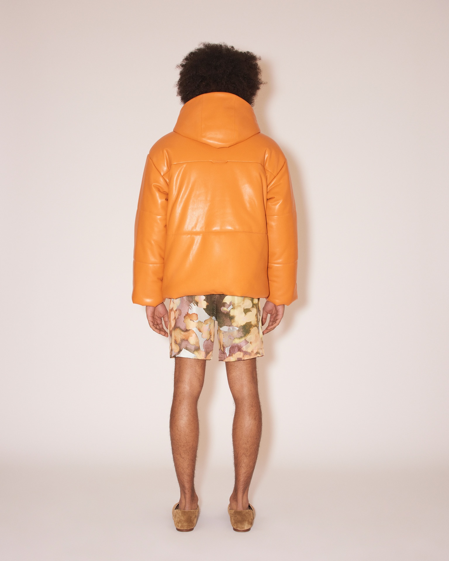 HIDE MENS - Vegan leather puffer coat - Orange - 5