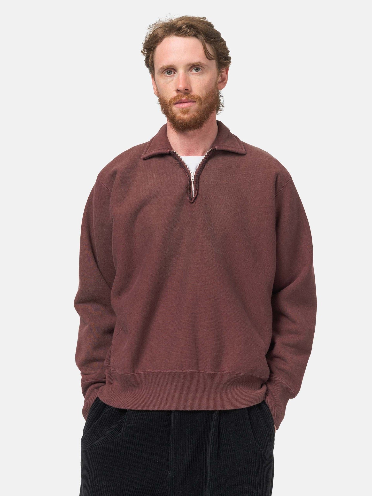 Vintage Half Zip Sweatshirt Burgundy - 4
