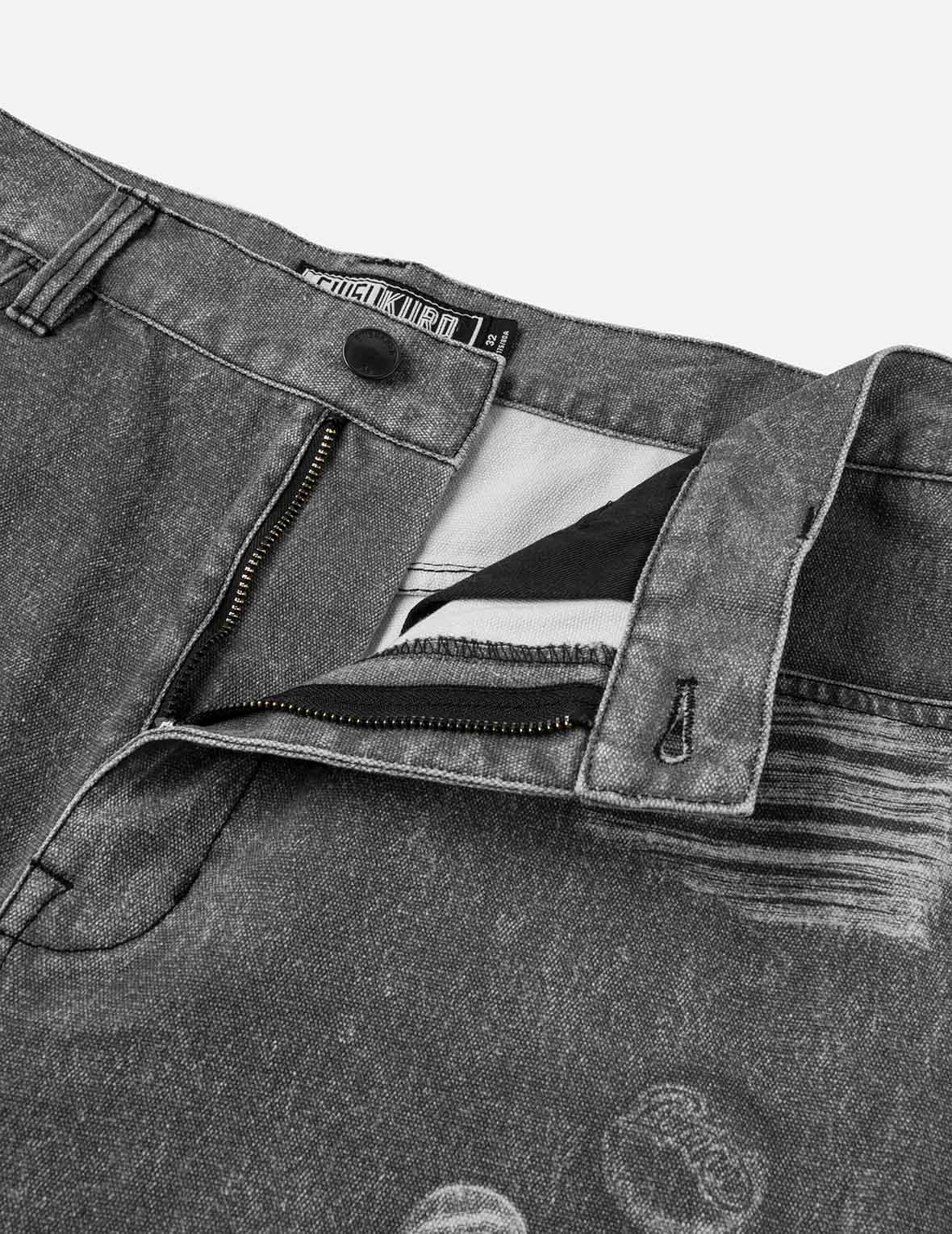 Distressed Print Relax Fit Pants - 12