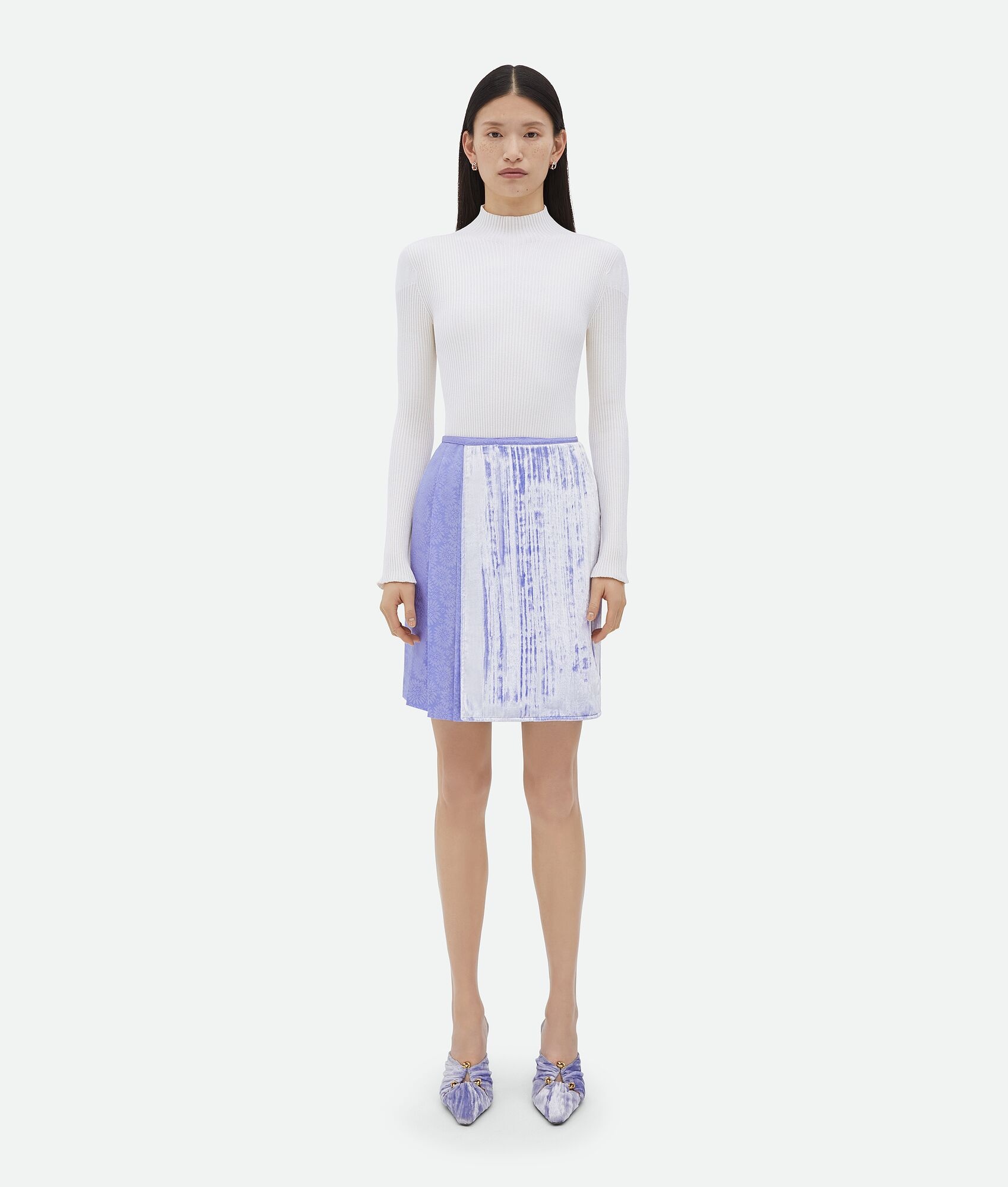 Wrapped Viscose And Silk Velvet Mini Skirt - 1