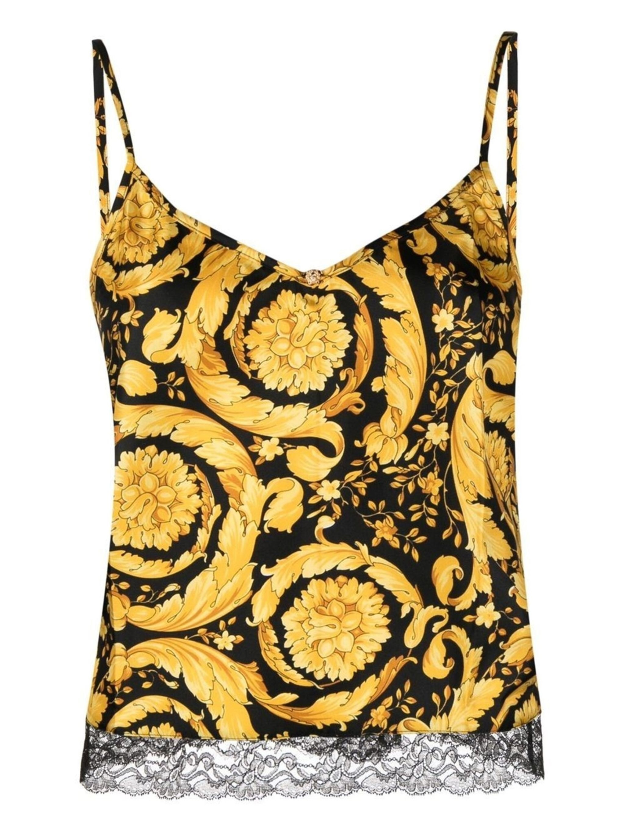 Barocco-print silk camisole - 1