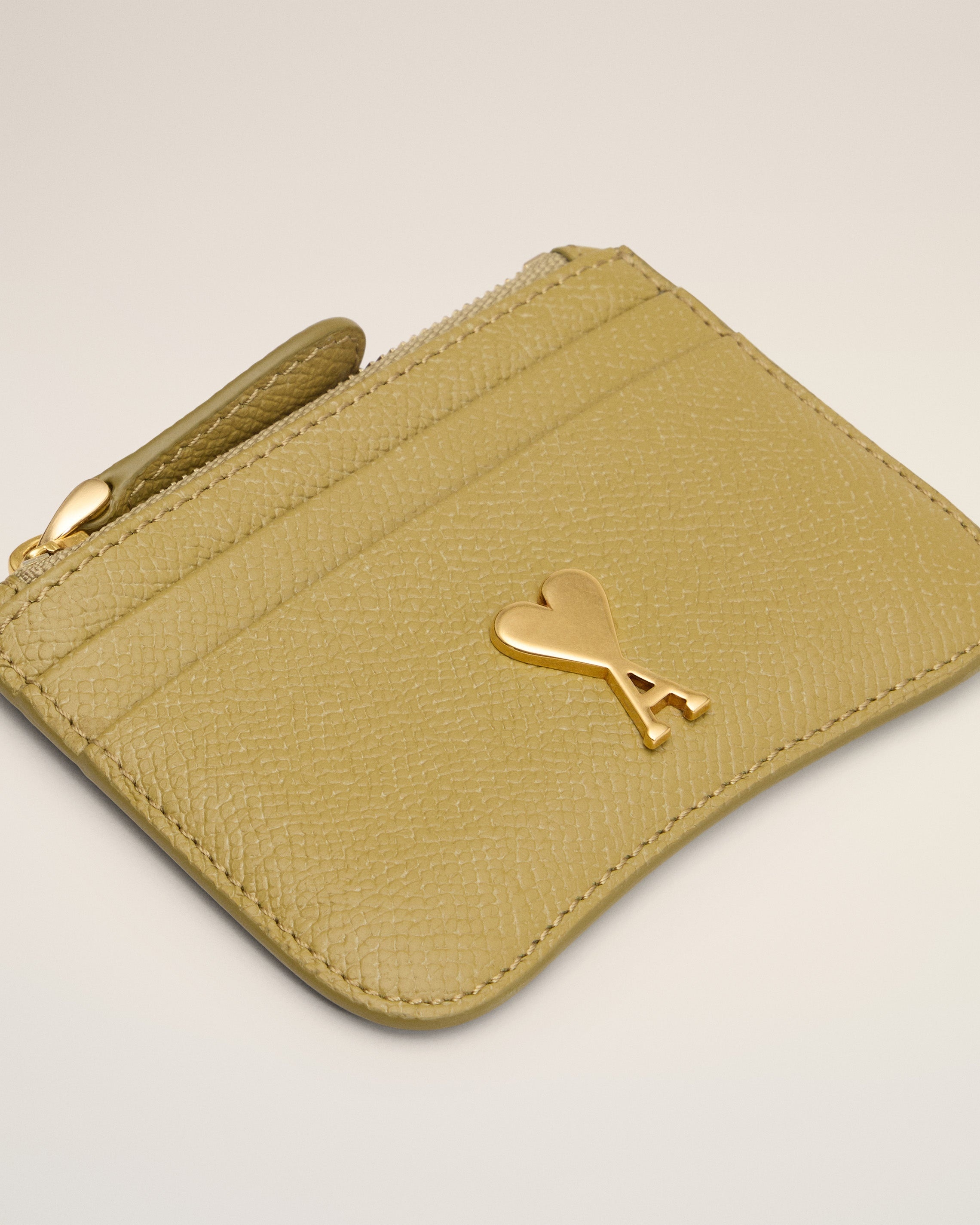 YELLOW LEATHER ZIPPED CARD HOLDER - 3