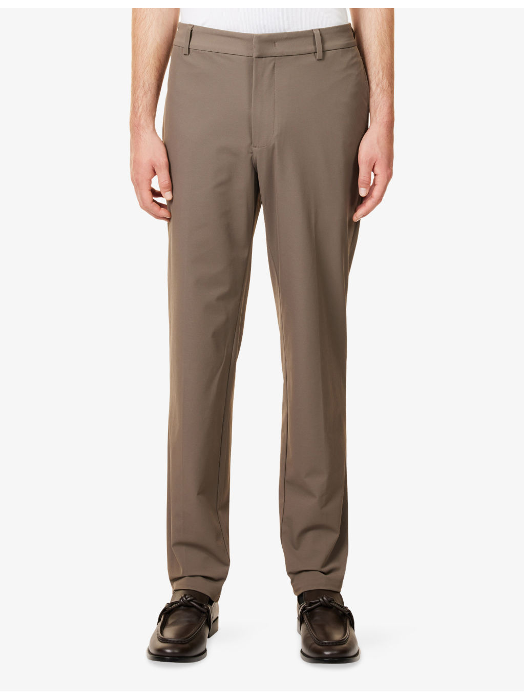 Logo-Plaque Flat Front Woven Trousers - 3