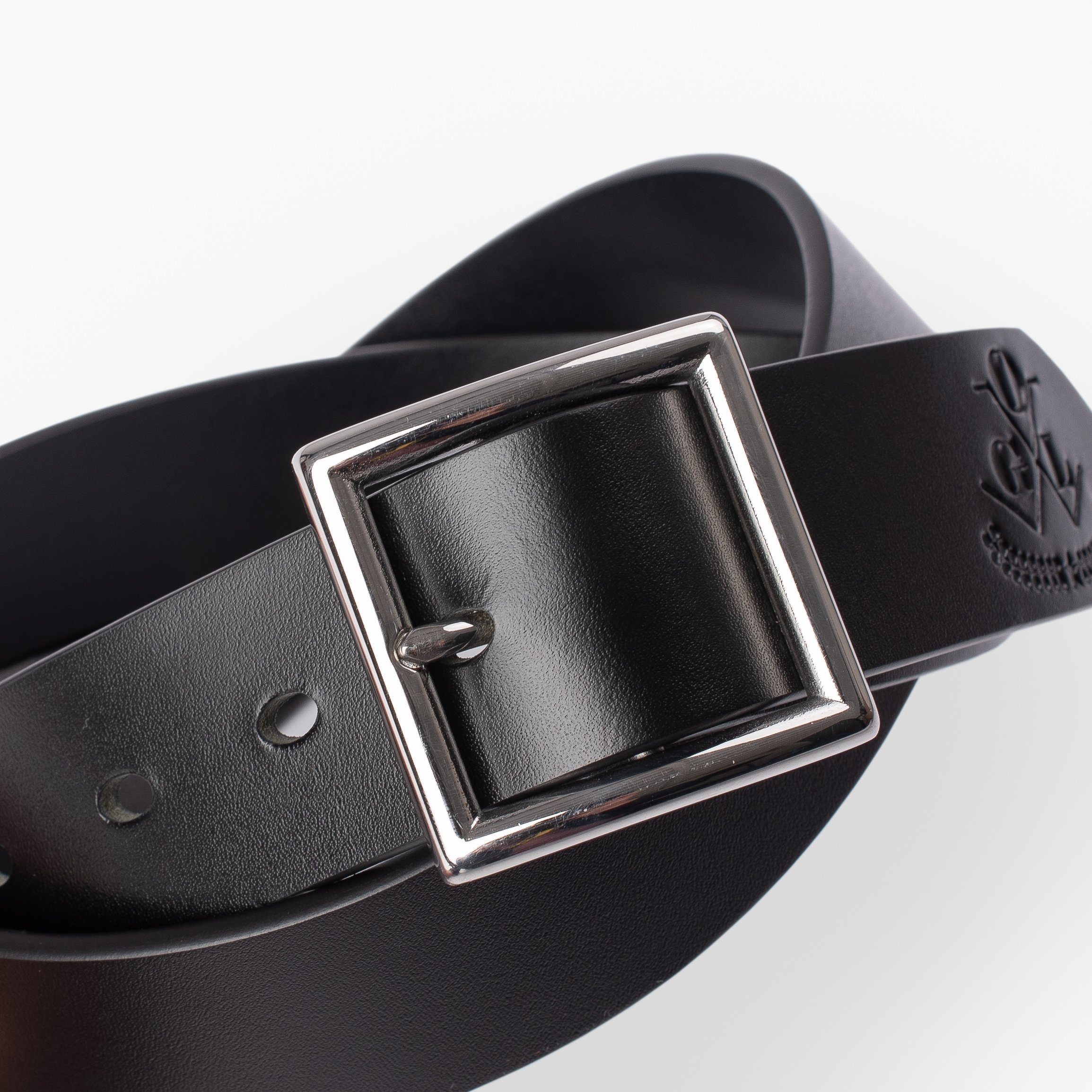 Vintage 1.75 Brass Buckle Leather Belt - Hand-Dyed Black