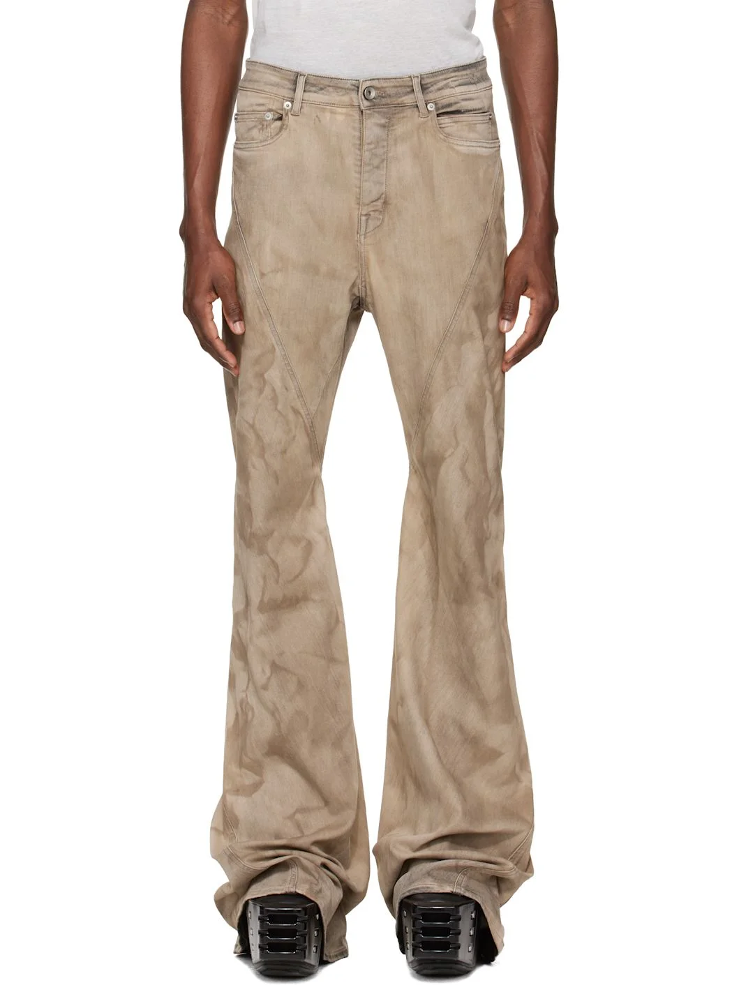 Gray Temple Bias Bootcut Jeans - 1