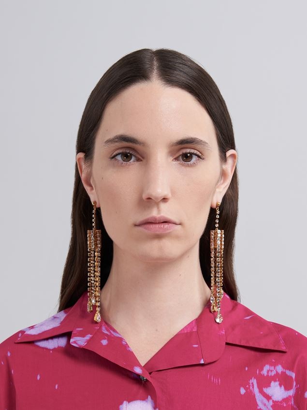 BRASS SPARKLE CHANDELIER EARRINGS - 2
