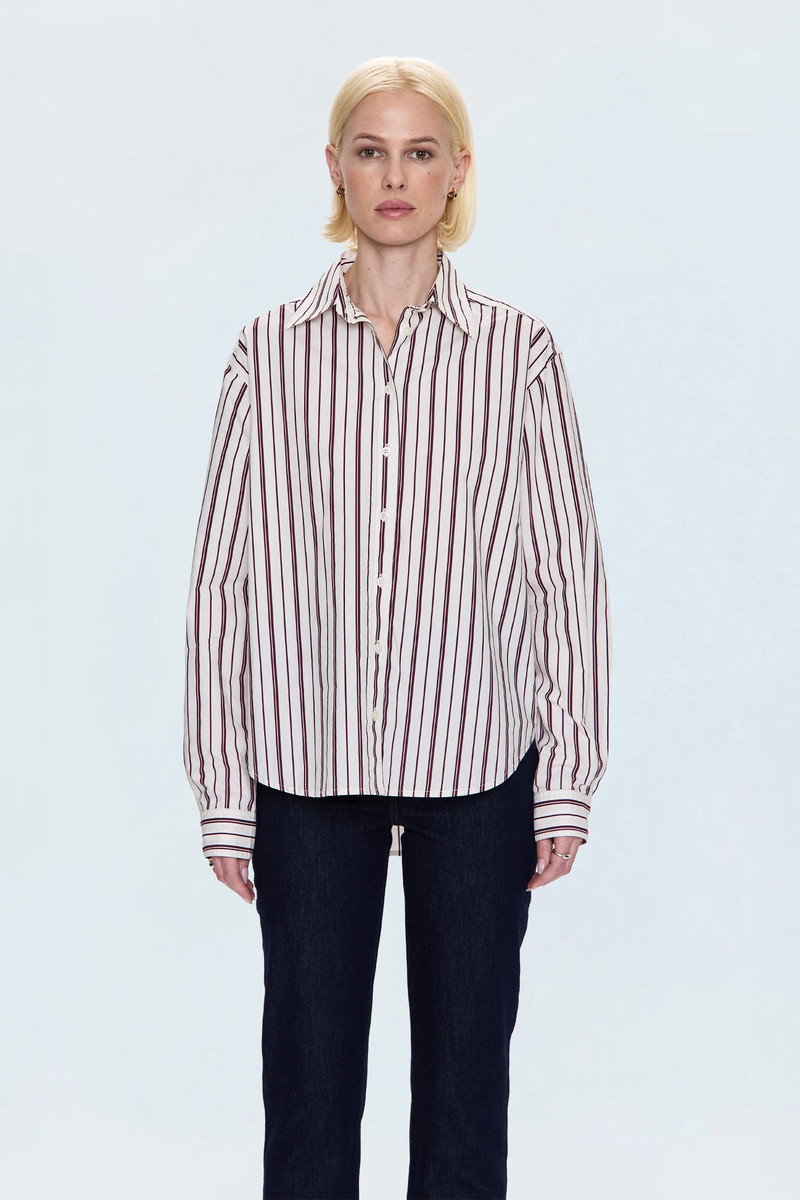 FINLAY SHIRT - CLARET STRIPE 1
